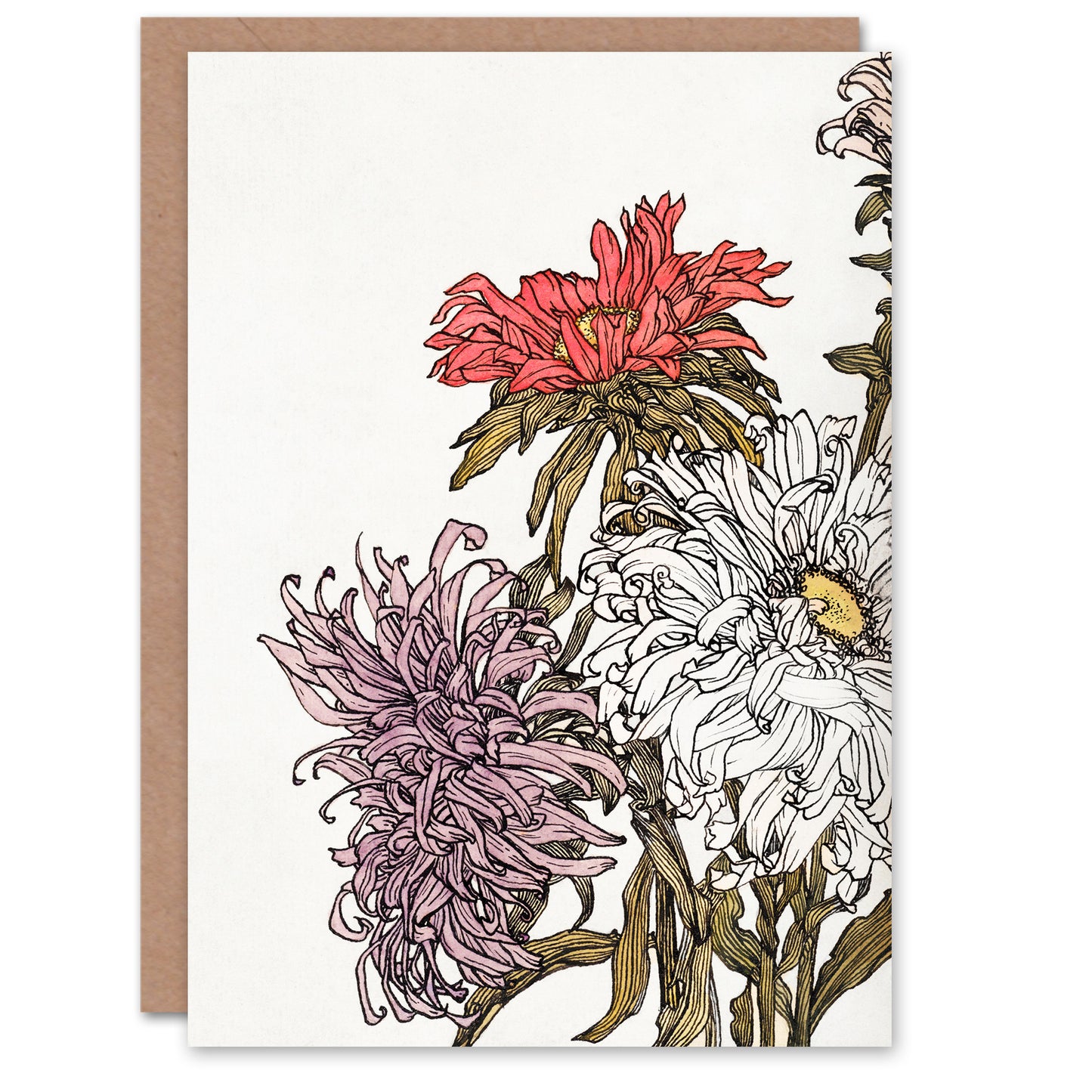 Julie de Graag Chrysanthemums Flower Painting Greetings Card