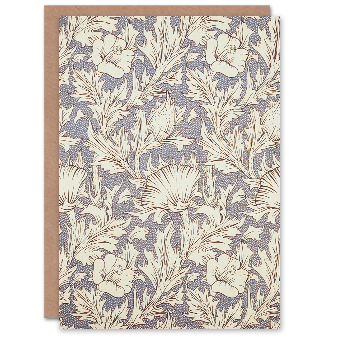 William Morris Hibiscus Flower Blooms Pattern Greetings Card