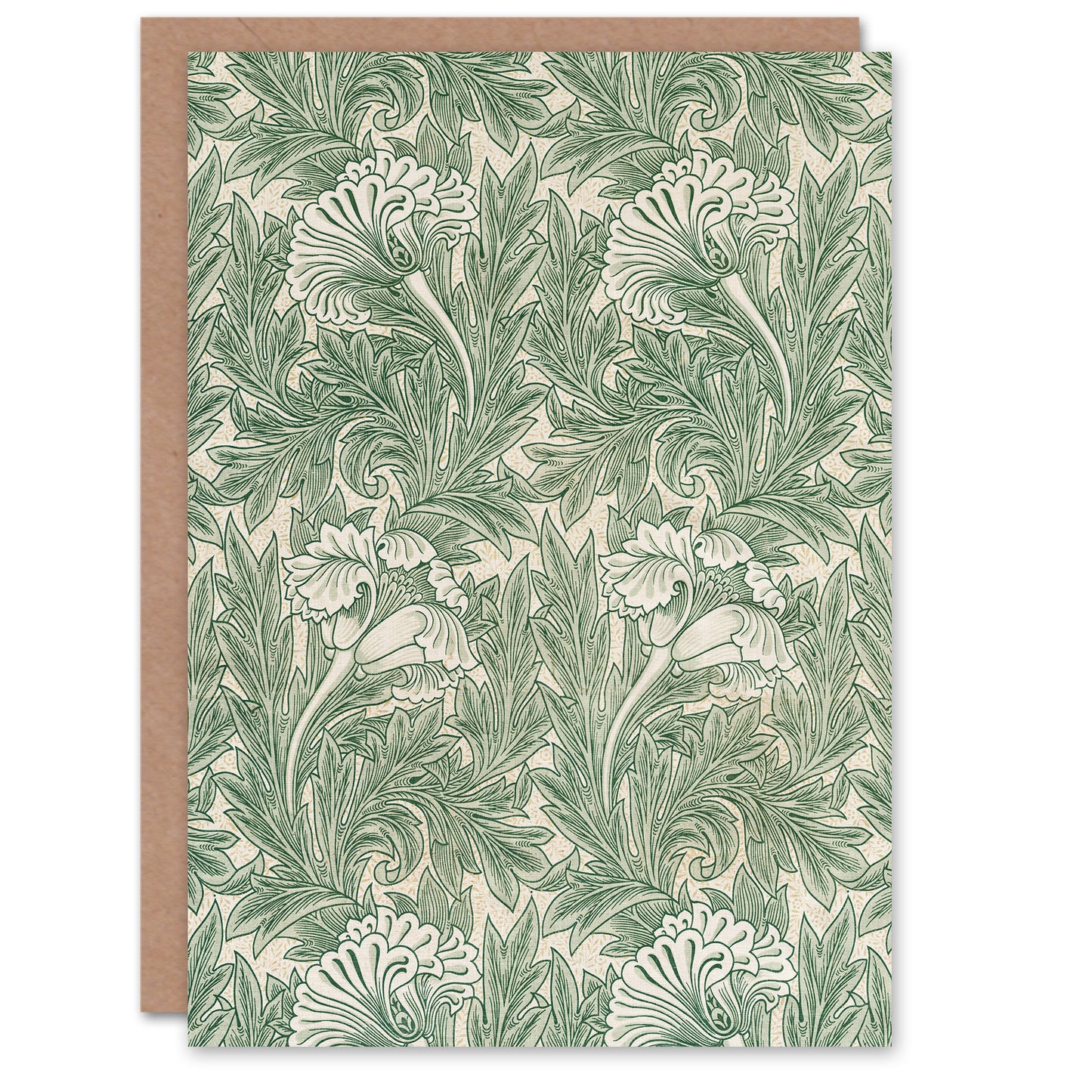 William Morris Tulip Flower Nouveau Pattern Greetings Card