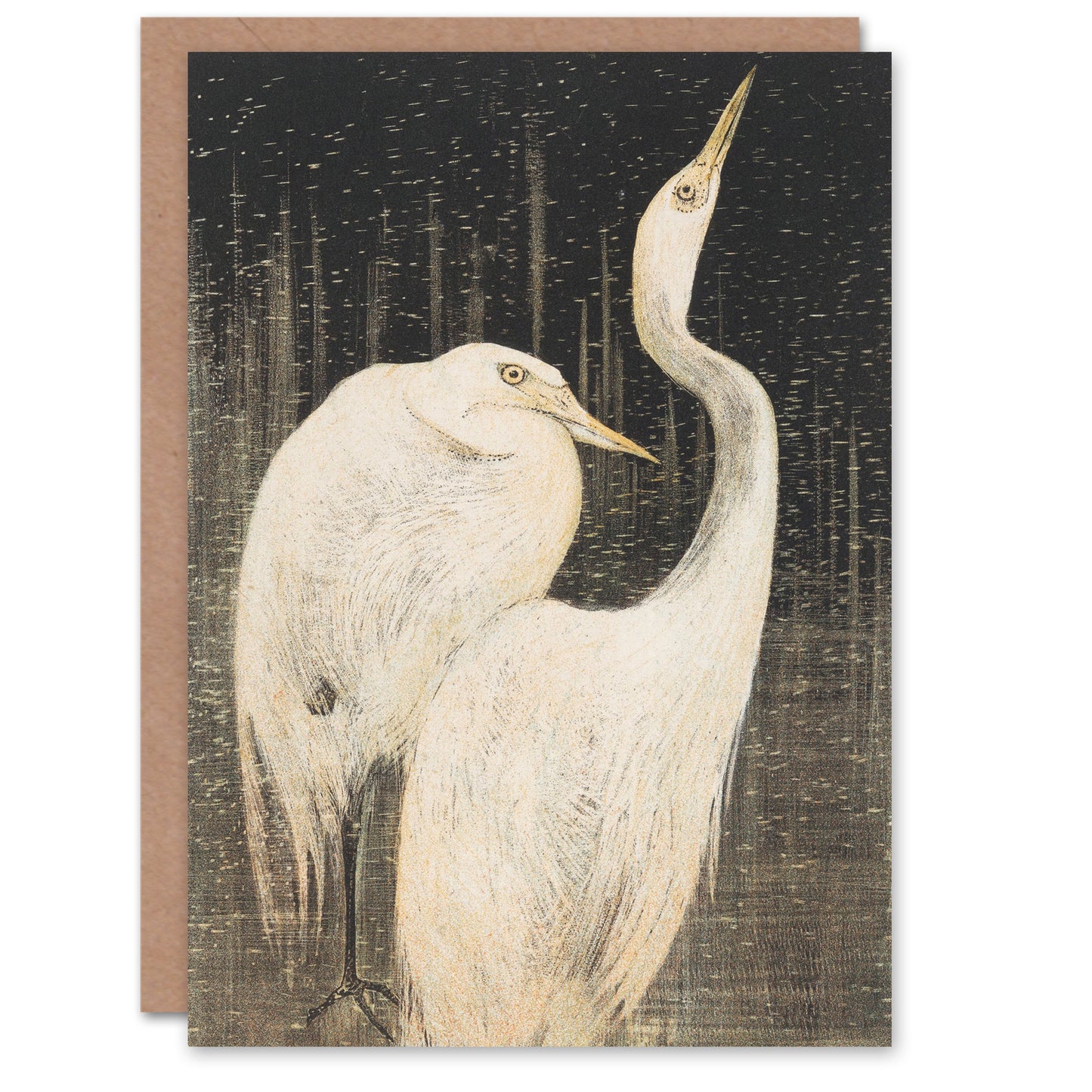 Theo van Hoytema Two Egrets in the Snow Greetings Card