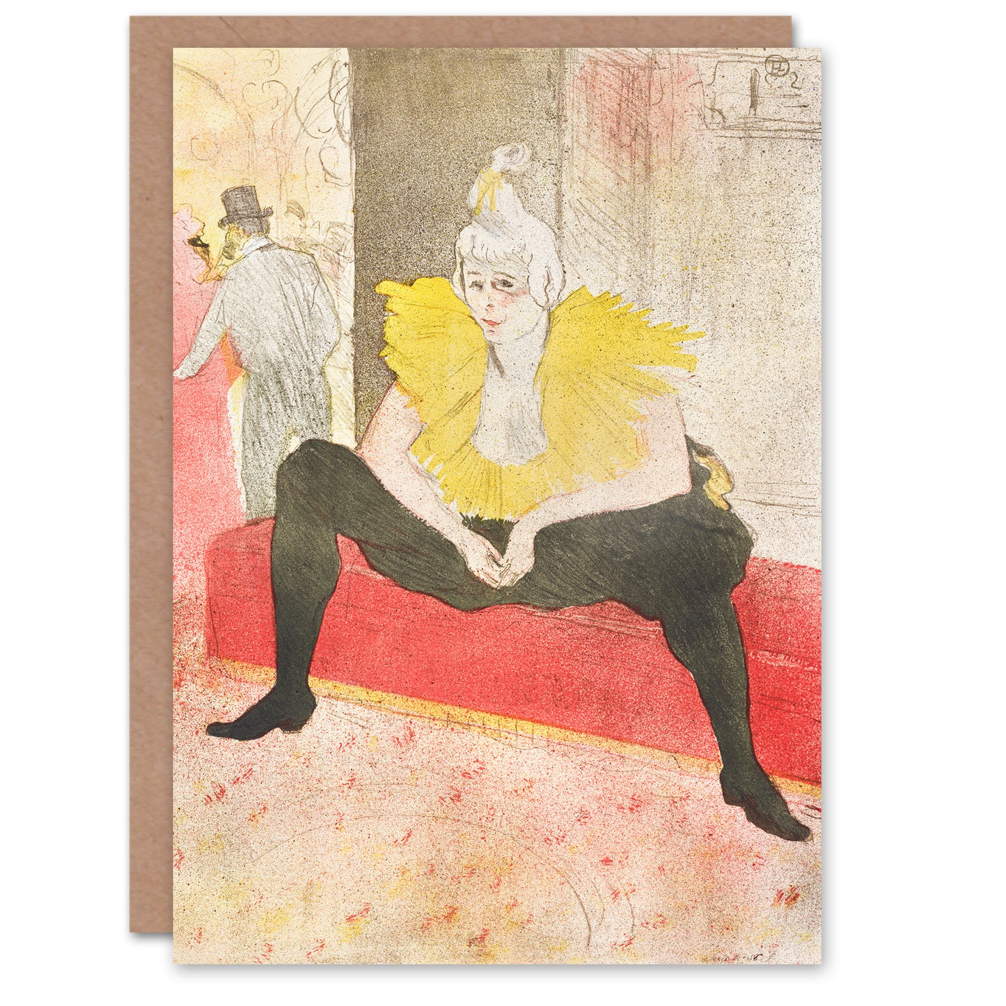 Toulouse Lautrec The Seated Clowness Sketch Greetings Card