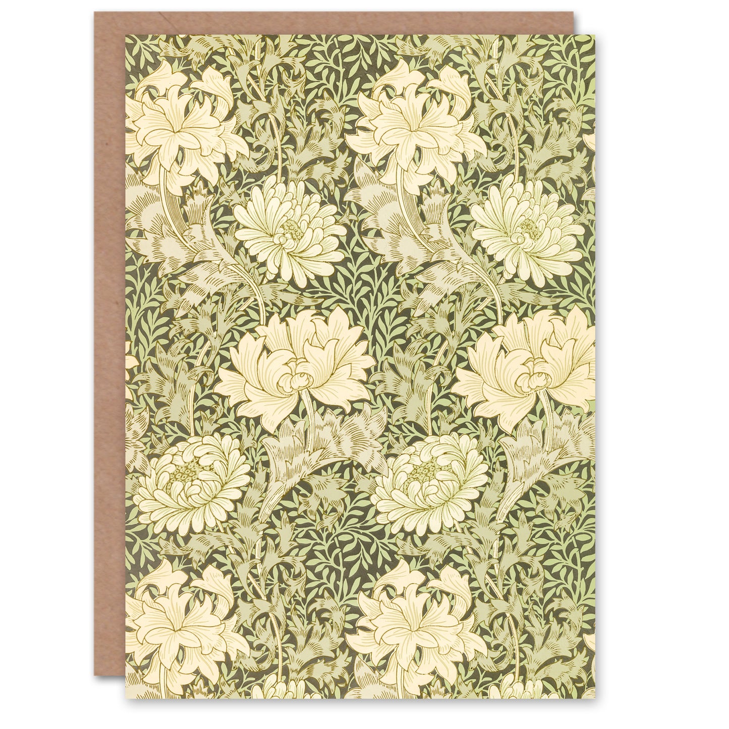 William Morris Chrysanthemum Flower Pattern Greetings Card