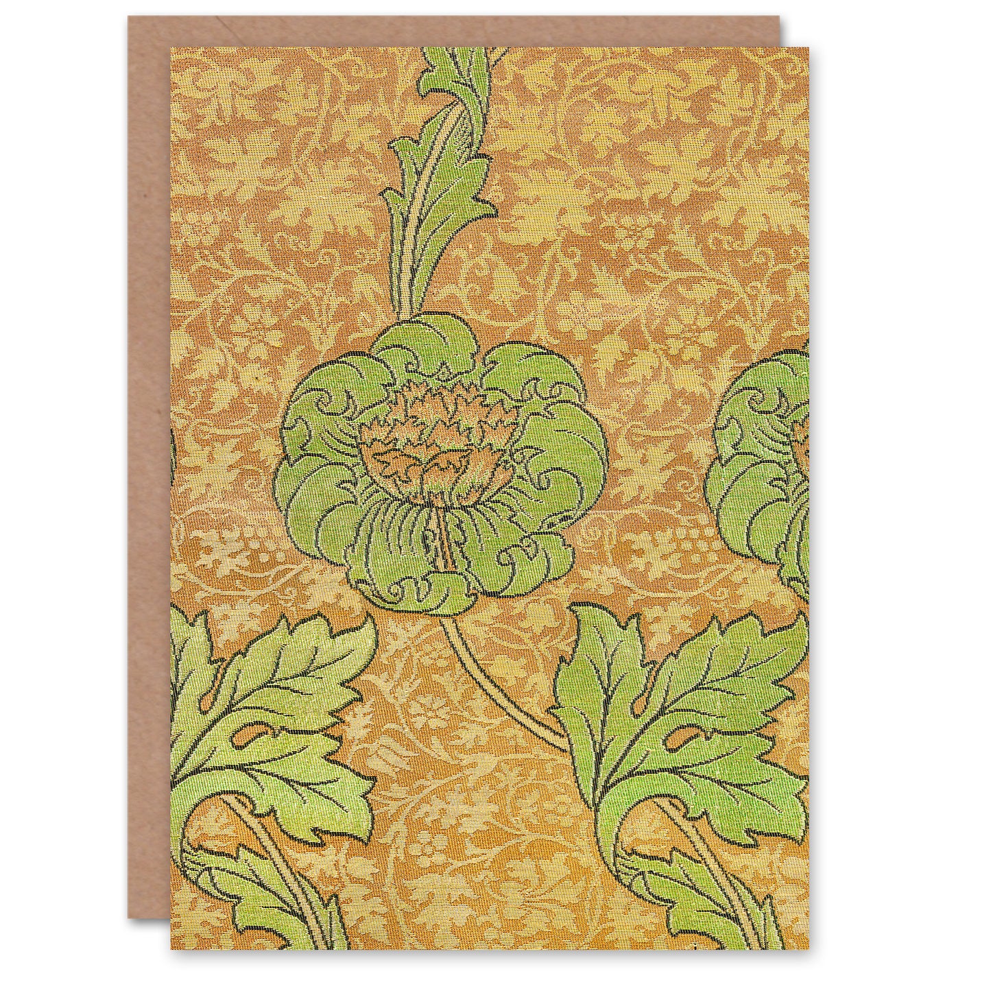 William Morris Flower Bloom Textile Detail Greetings Card