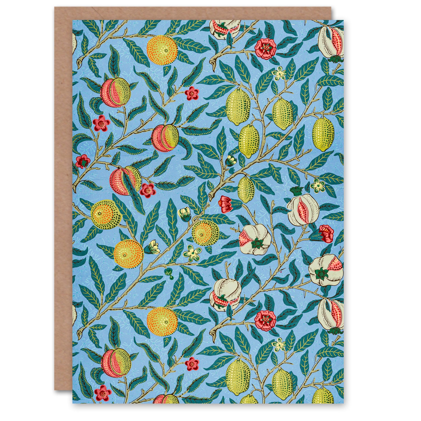 William Morris Four Fruits Vibrant Pattern Greetings Card