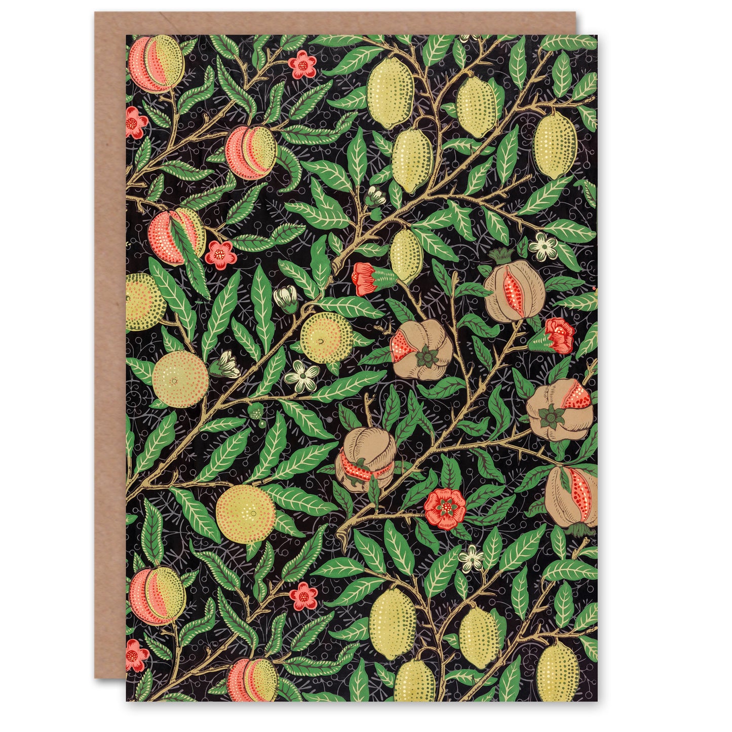 William Morris Pomegranate and Citrus Pattern Greetings Card