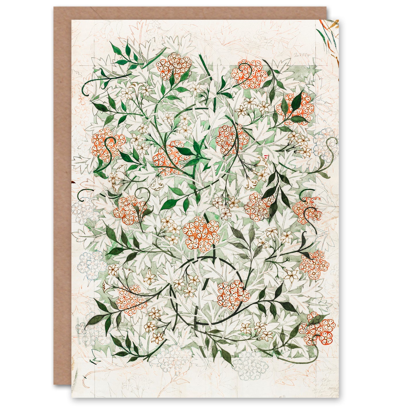 William Morris Wild Jasmine Floral Pattern Greetings Card