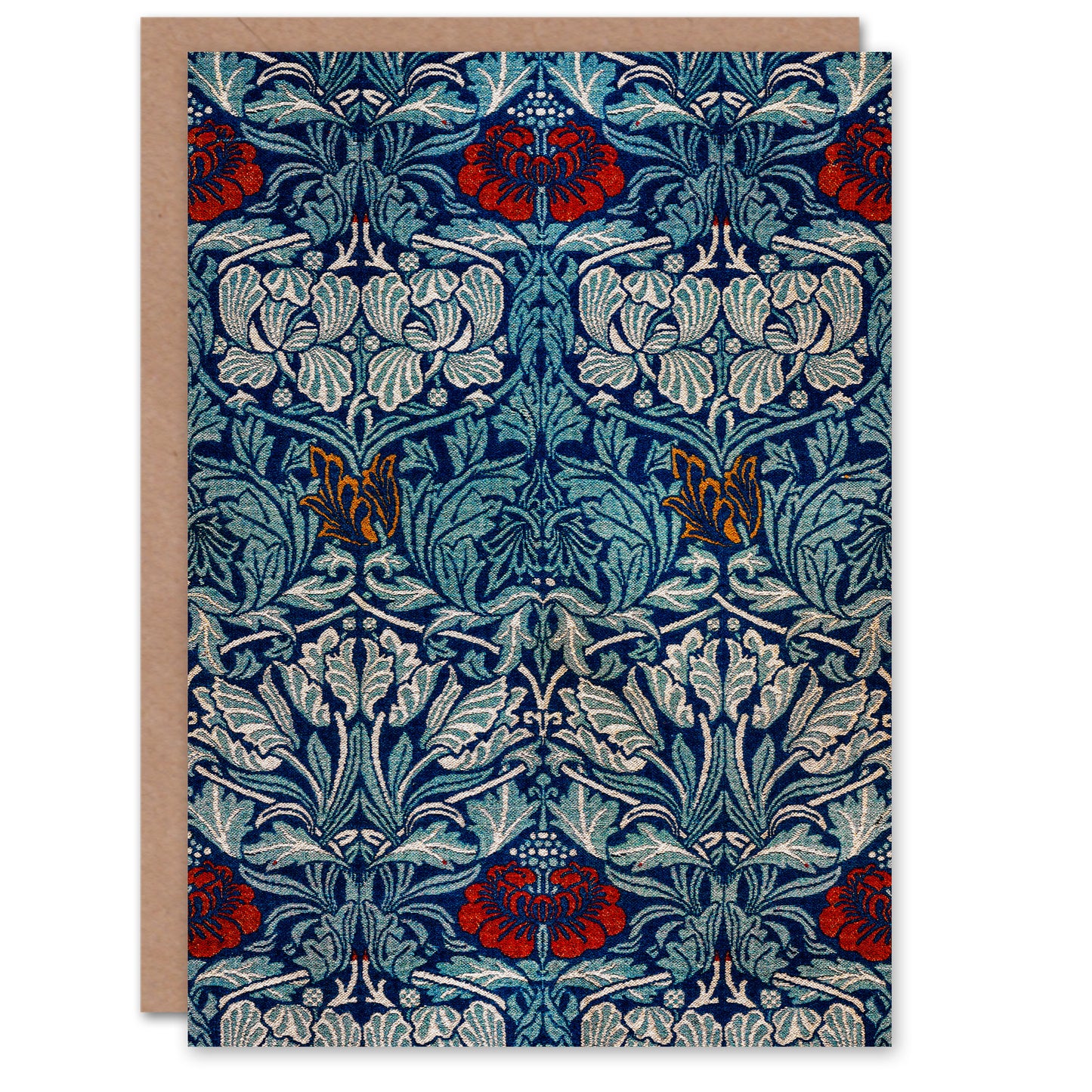 William Morris Tulip and Rose Floral Pattern Greetings Card