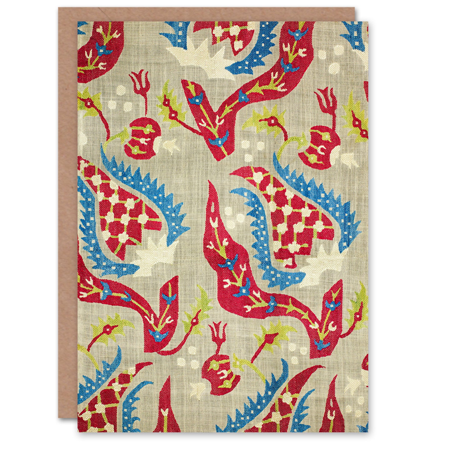 William Morris Turkish Bed Cover Floral Pattern Greetings Card