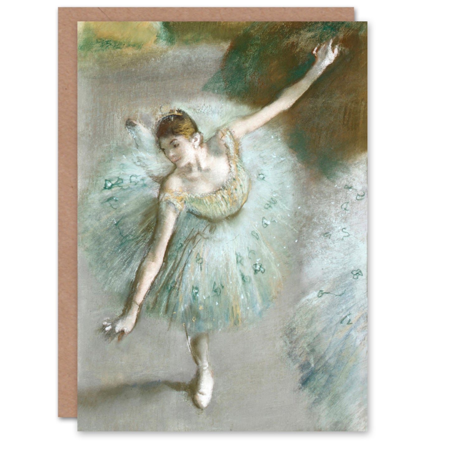 Edgar Degas Dancer in Green Young Ballerina Greetings Card