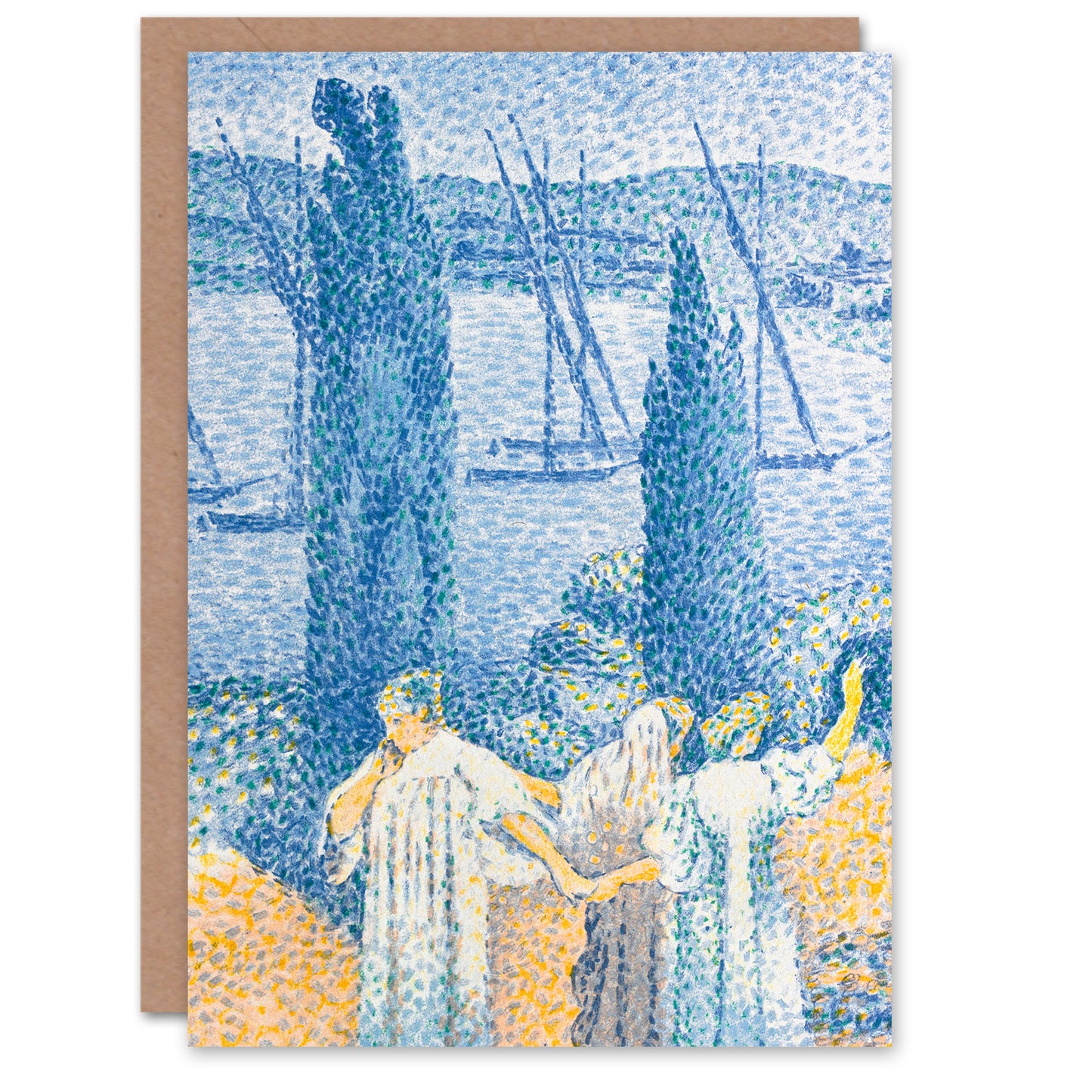 Henri Edmond Cross Landscape with Cypresses Greetings Card