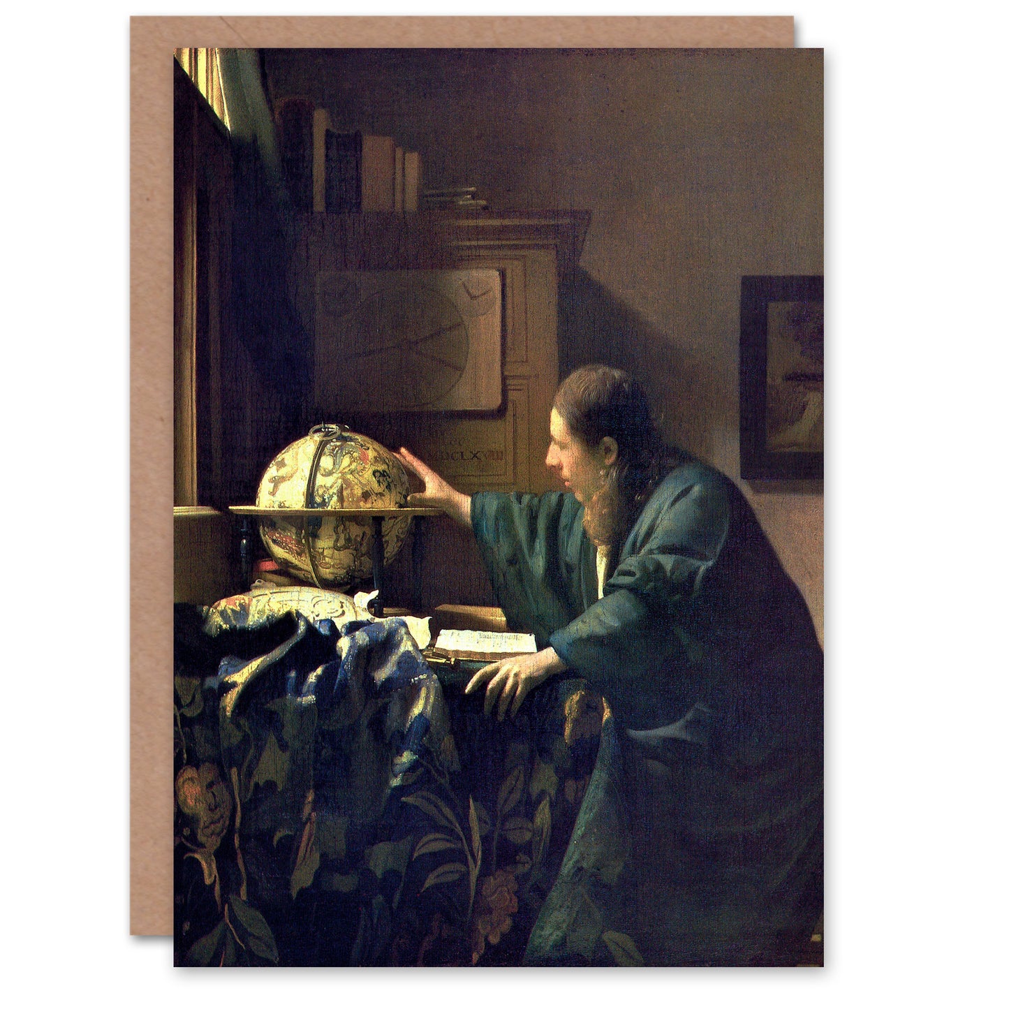 Johannes Vermeer The Astronomer Portrait Painting Greetings Card