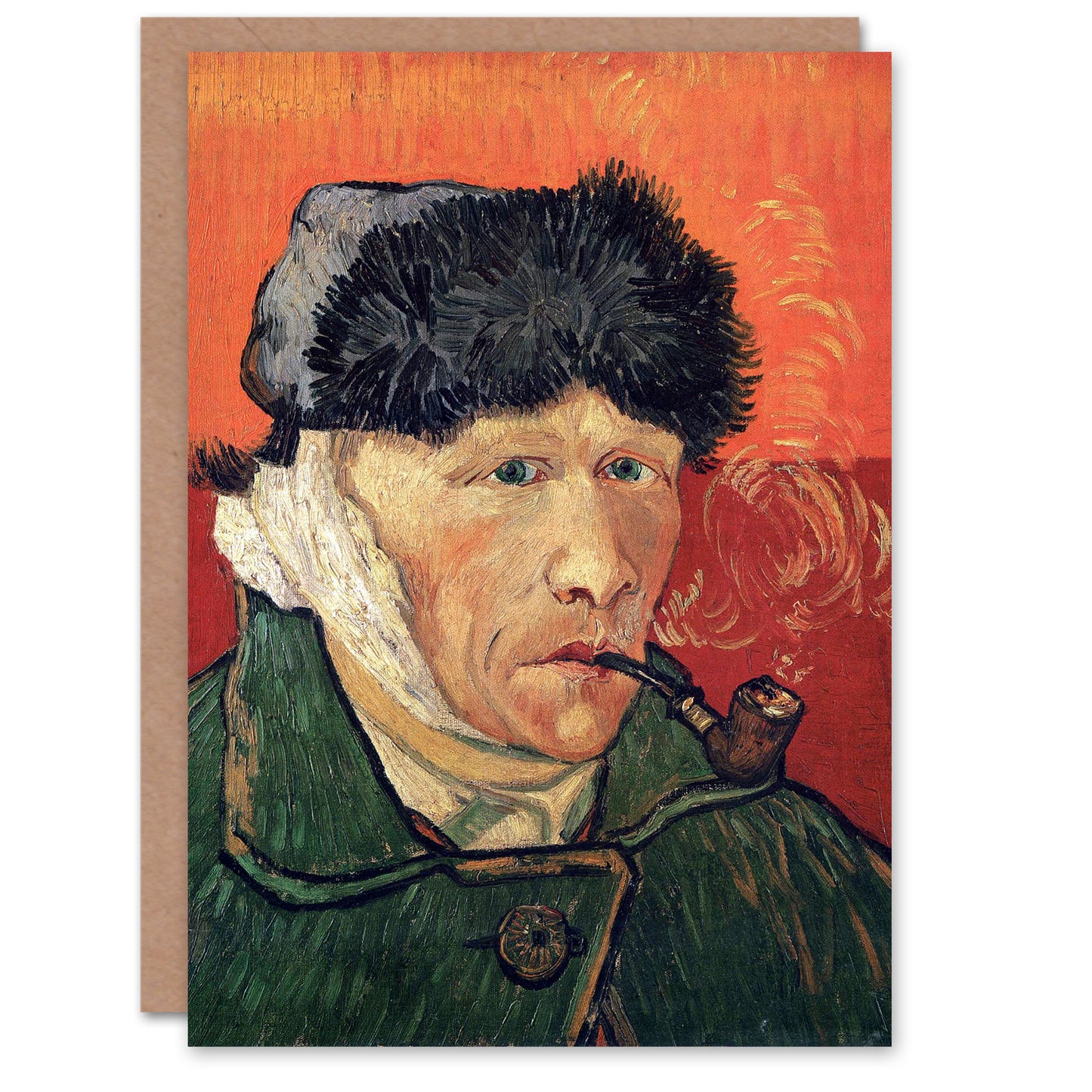 Vincent van Gogh Self Portrait with Bandaged Ear and Pipe Greetings Card