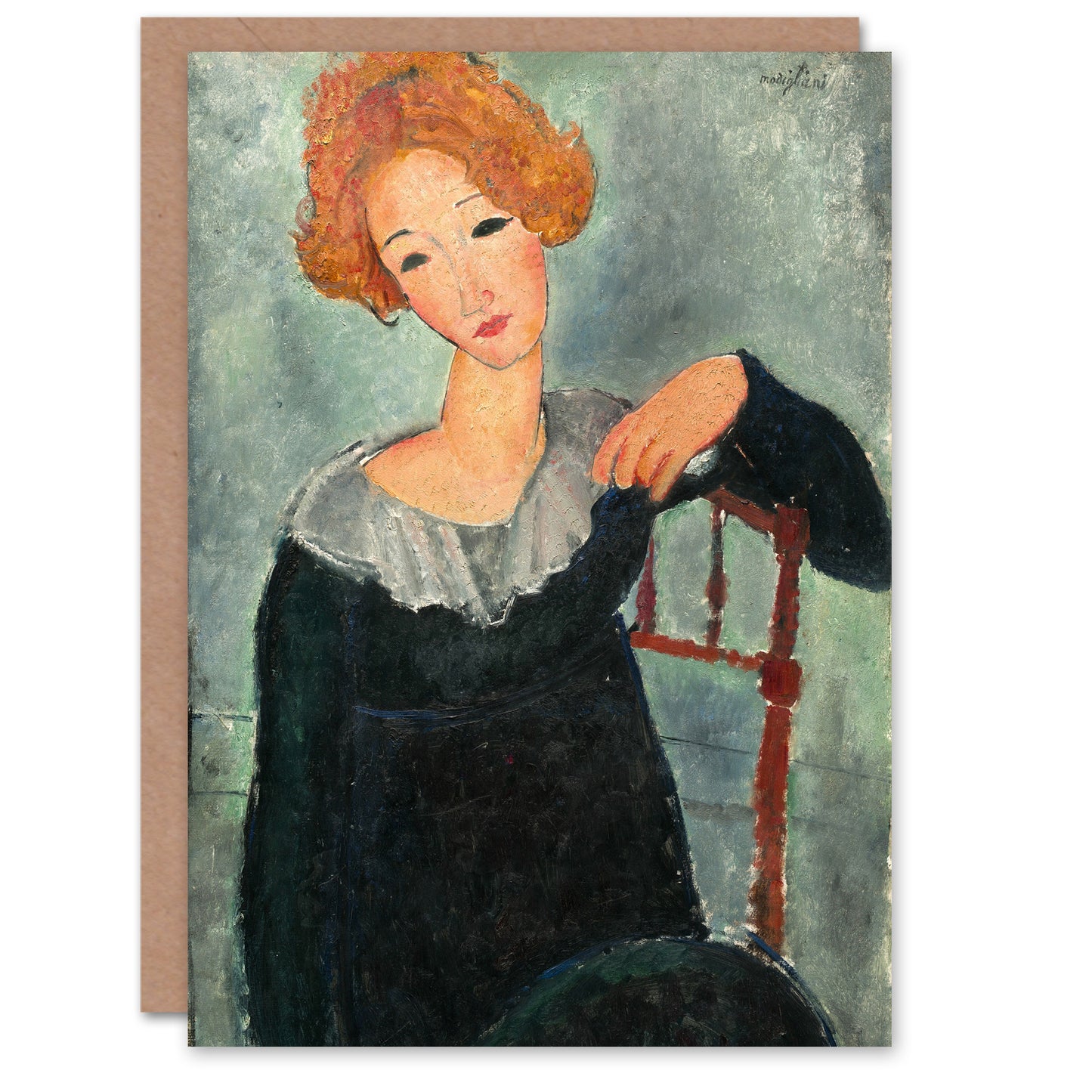 Amedeo Modigliani Art Card Woman with Red Hair Portrait