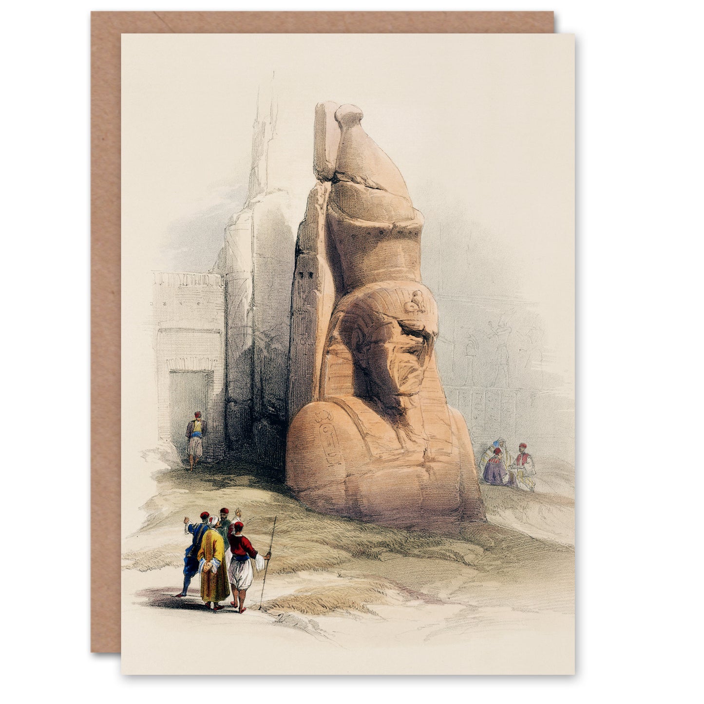 David Roberts Art Card Luxor Temple Ramses II Statue