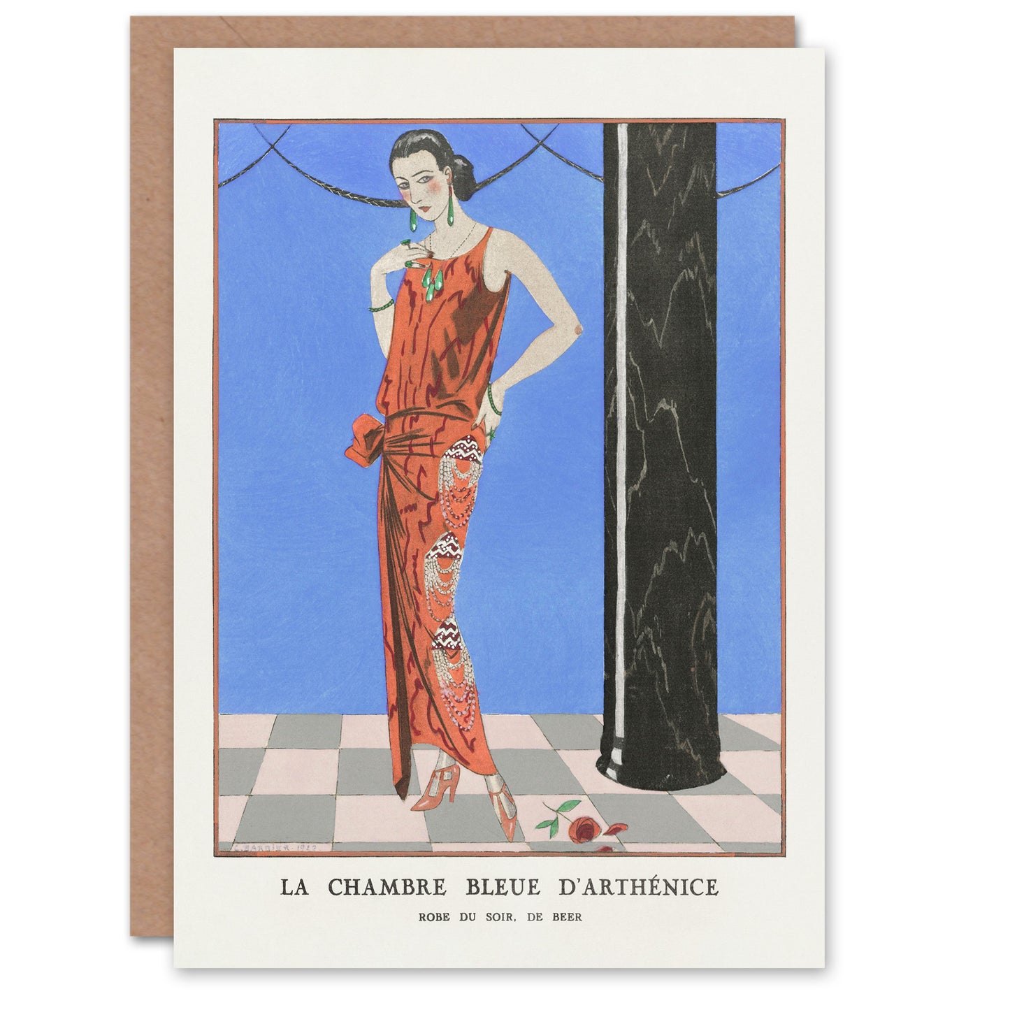 George Barbier Art Card Blue Room of Arthenice Vintage Fashion