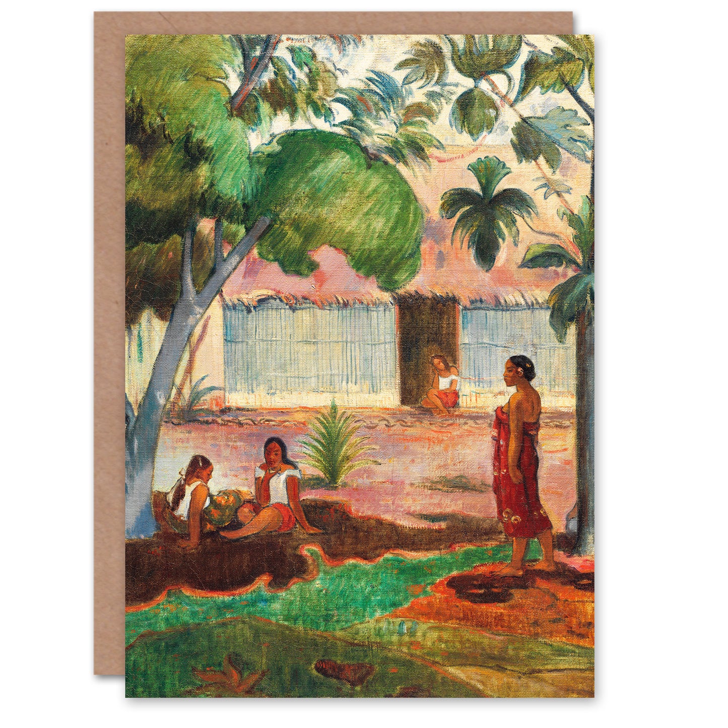 Paul Gauguin Art Card The Large Tree Tropical Scene Painting