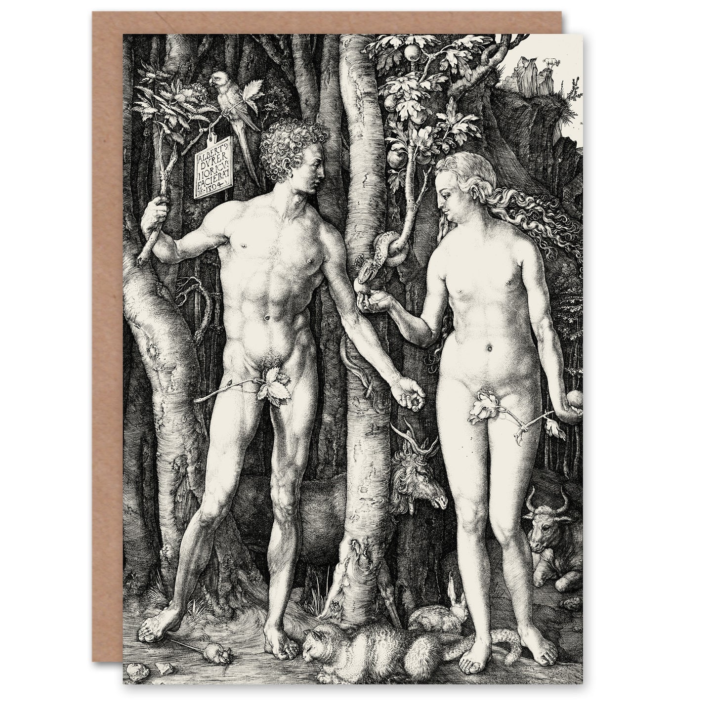 Albrecht Durer Art Card Adam and Eve in Garden of Eden