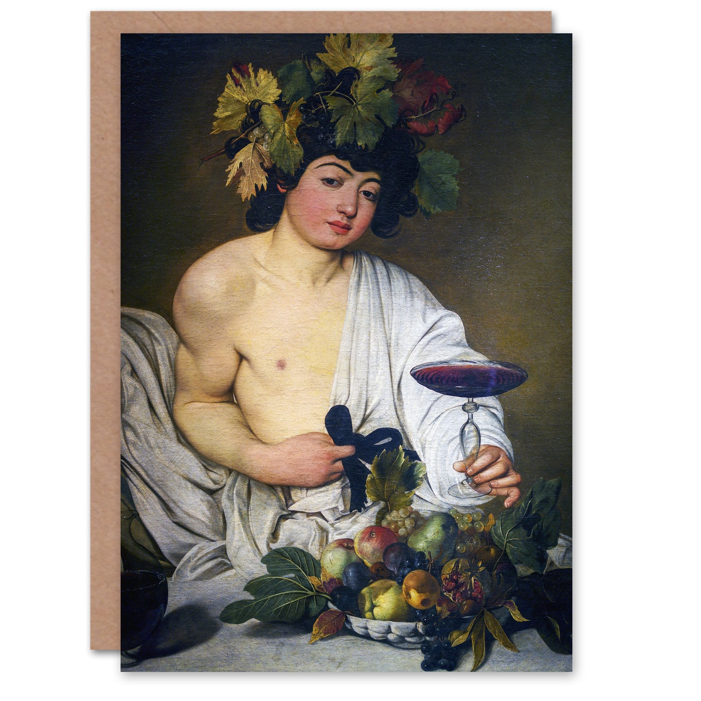 Caravaggio Art Card Bacchus Dionysus Portrait Oil Painting