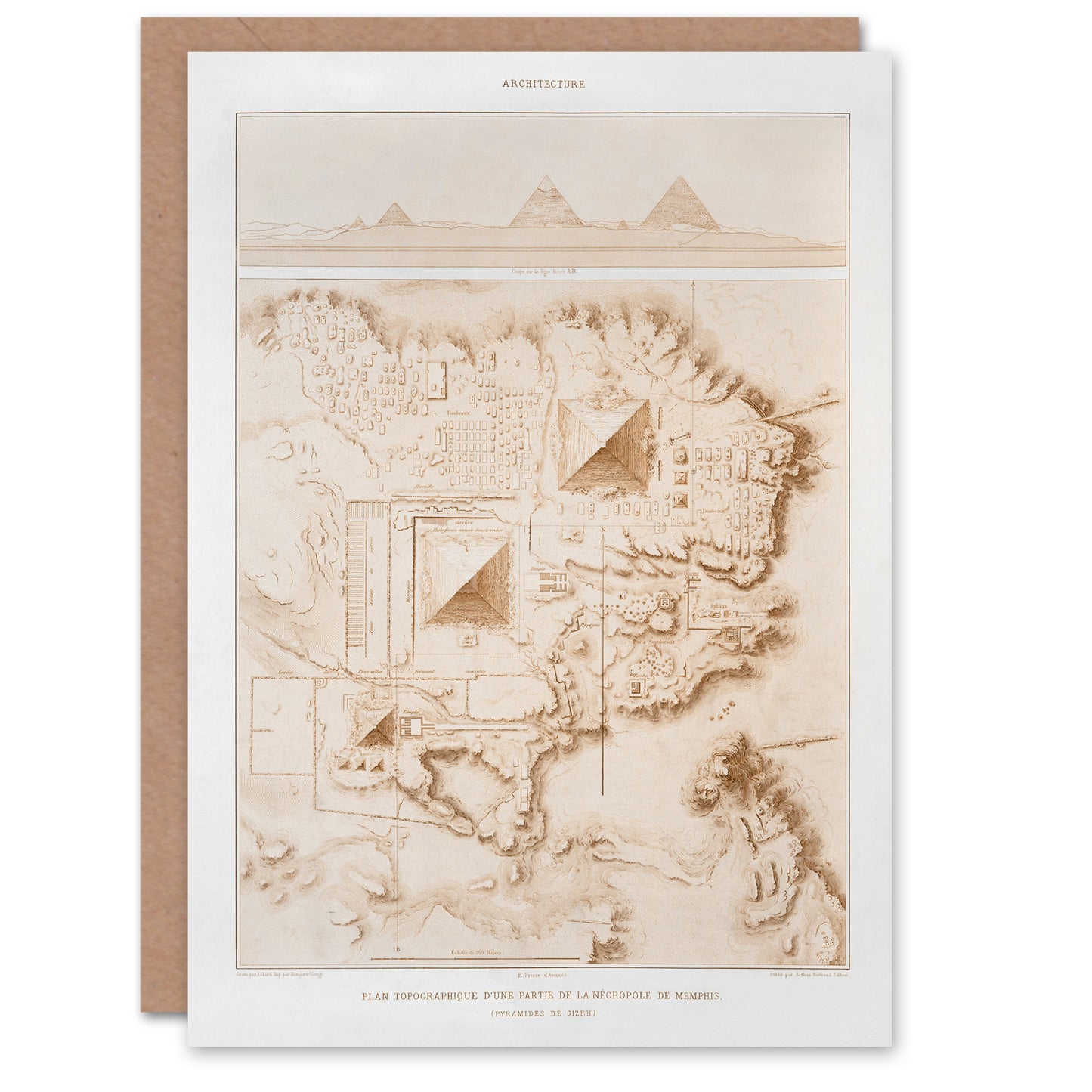 Prisse d'Avennes Art Card Giza Pyramids French Topographic Map