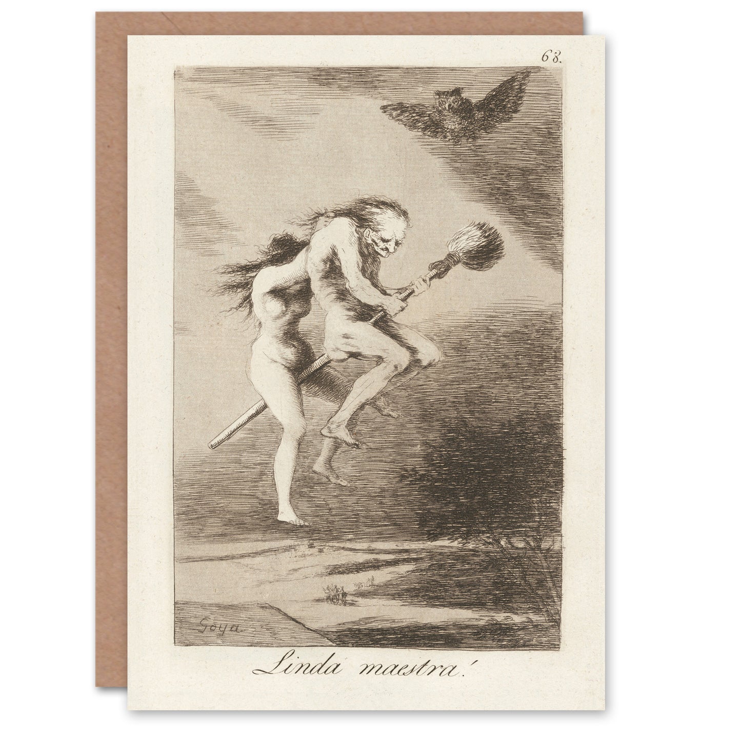 Francisco Goya Art Card Pretty Teacher Witches on Broomstick