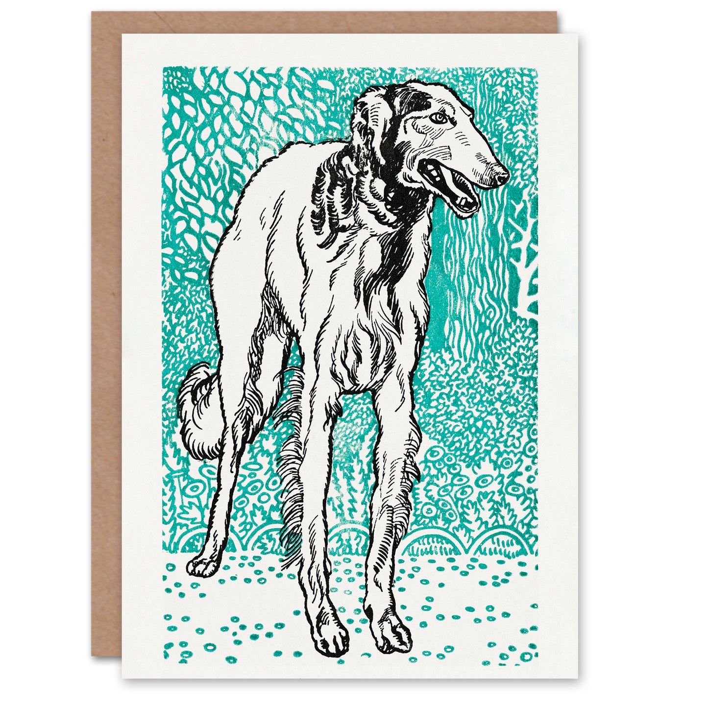 Moriz Jung Art Card Dog Lover Long Haired Greyhound Portrait