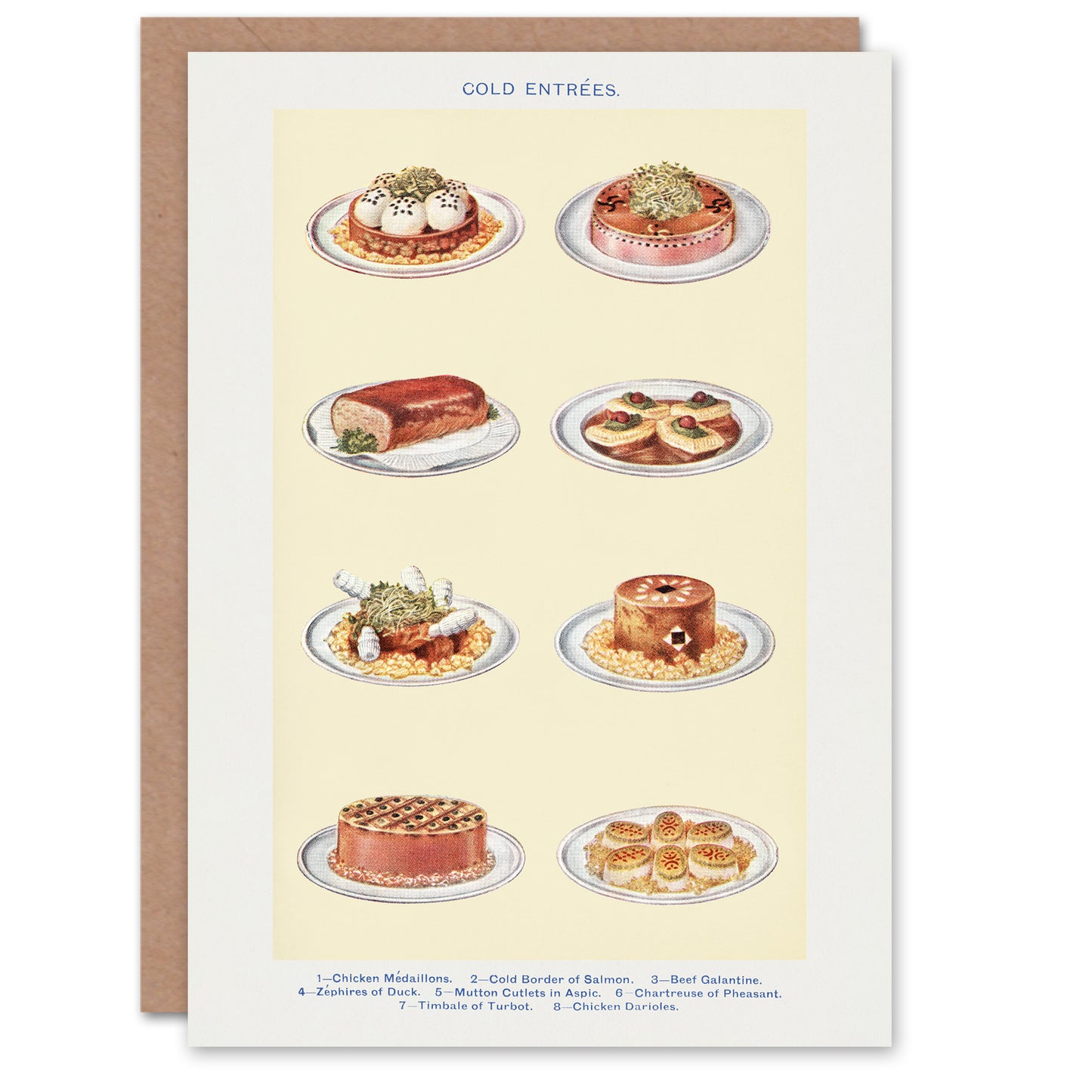 Mrs Beeton Household Management Art Card Cold Entree Dishes