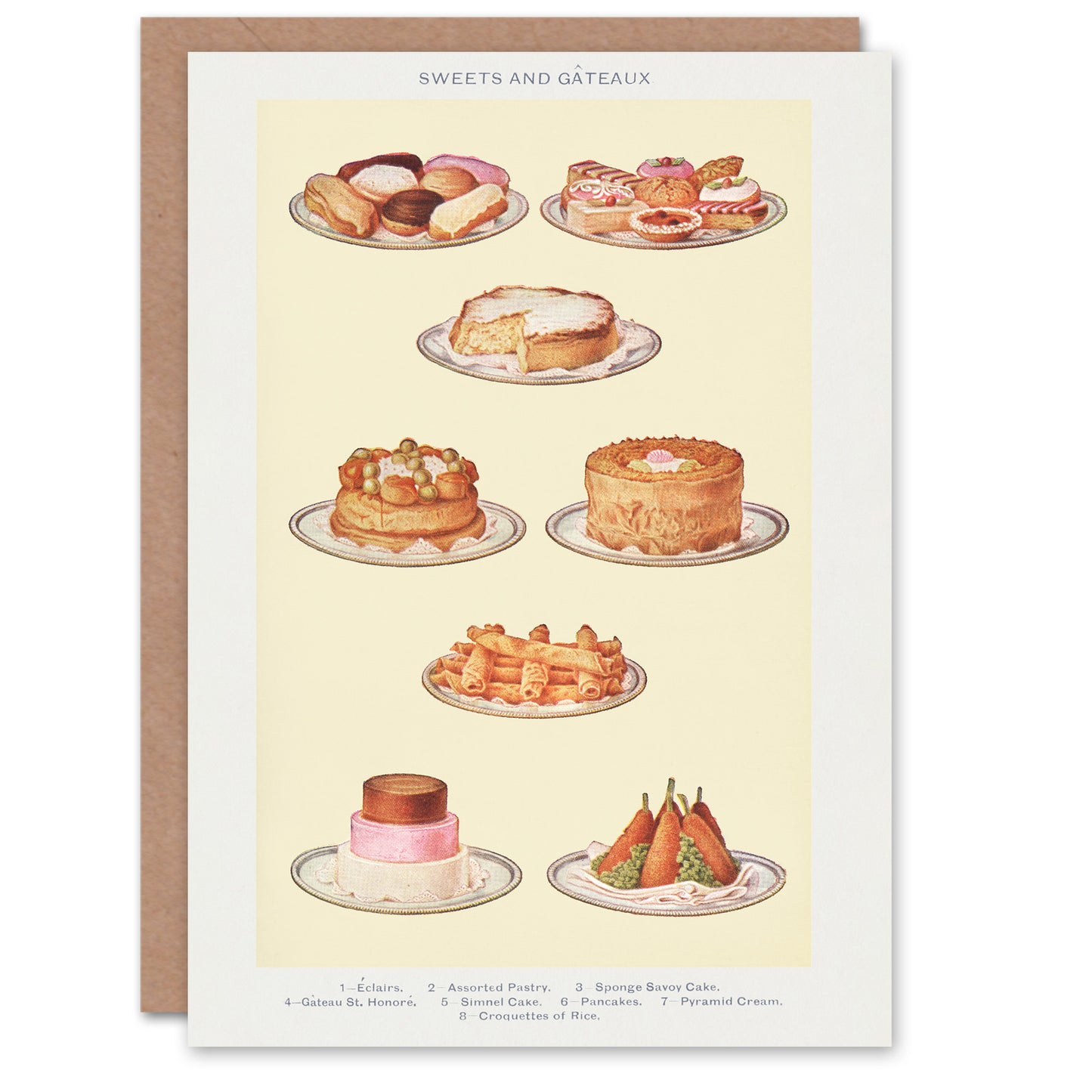 Mrs Beeton Household Management Art Card Sweets and Gateaux
