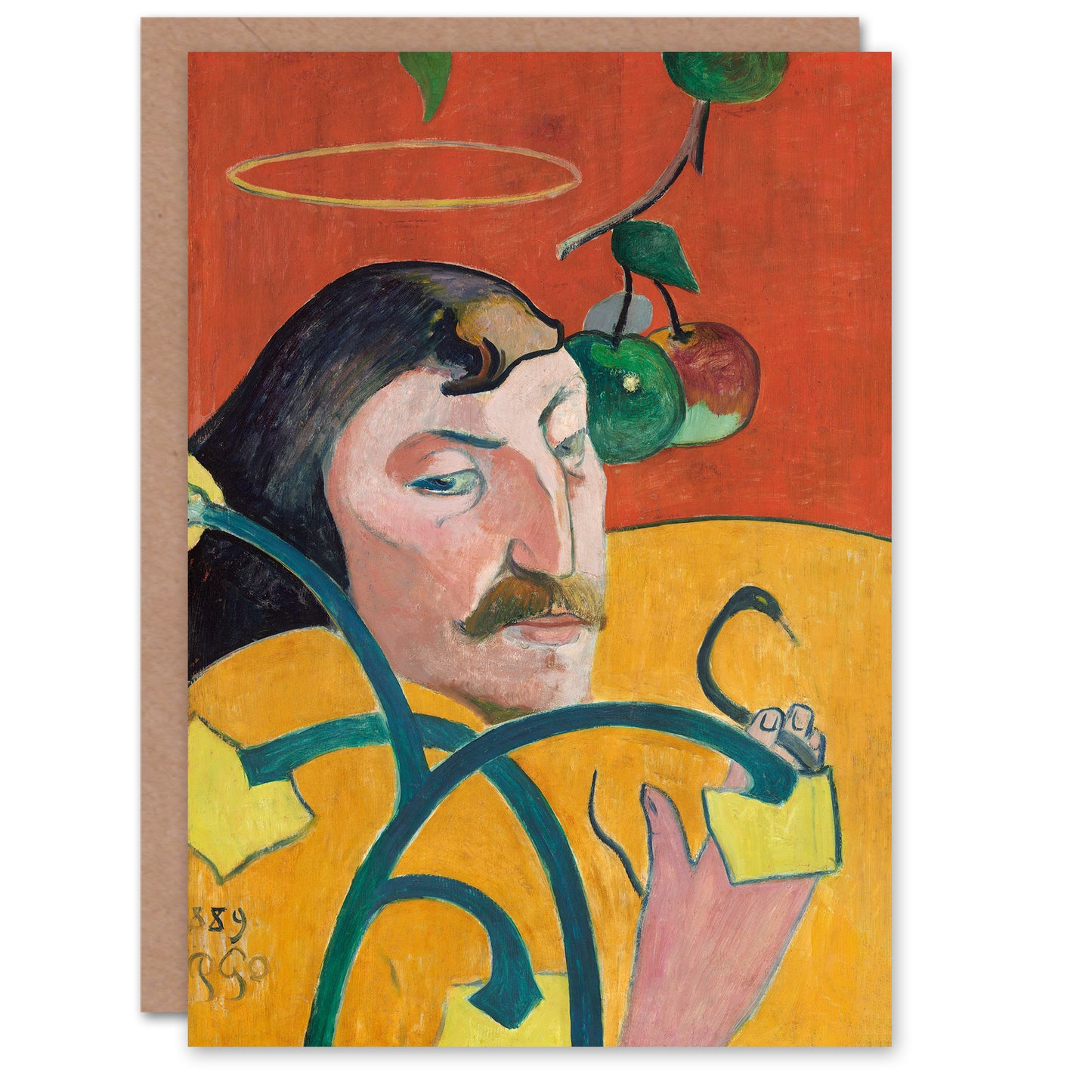 Paul Gauguin Art Card Self Portrait with Halo and Snake