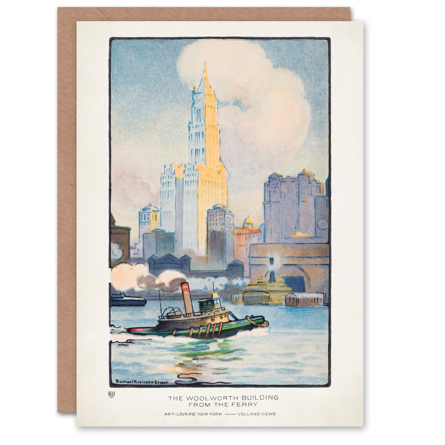 Rachael R Elmer Art Card The Woolworth Building from the Ferry
