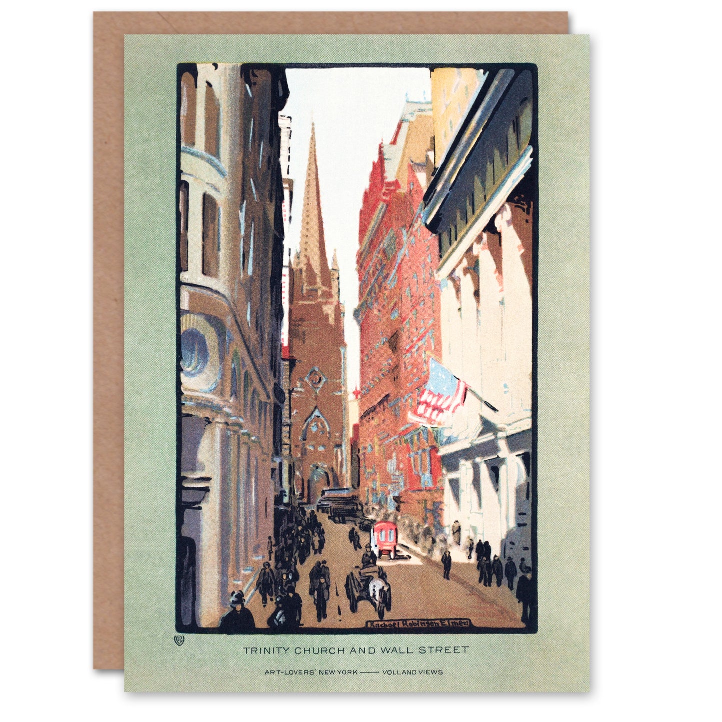 Rachael R Elmer Art Card Trinity Church and Wall Street