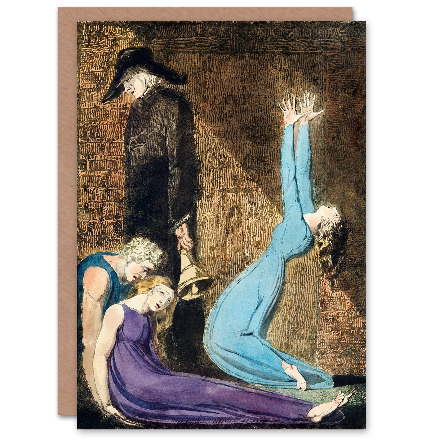 William Blake Art Card Supine Woman Man With Bell A Prophecy Painting