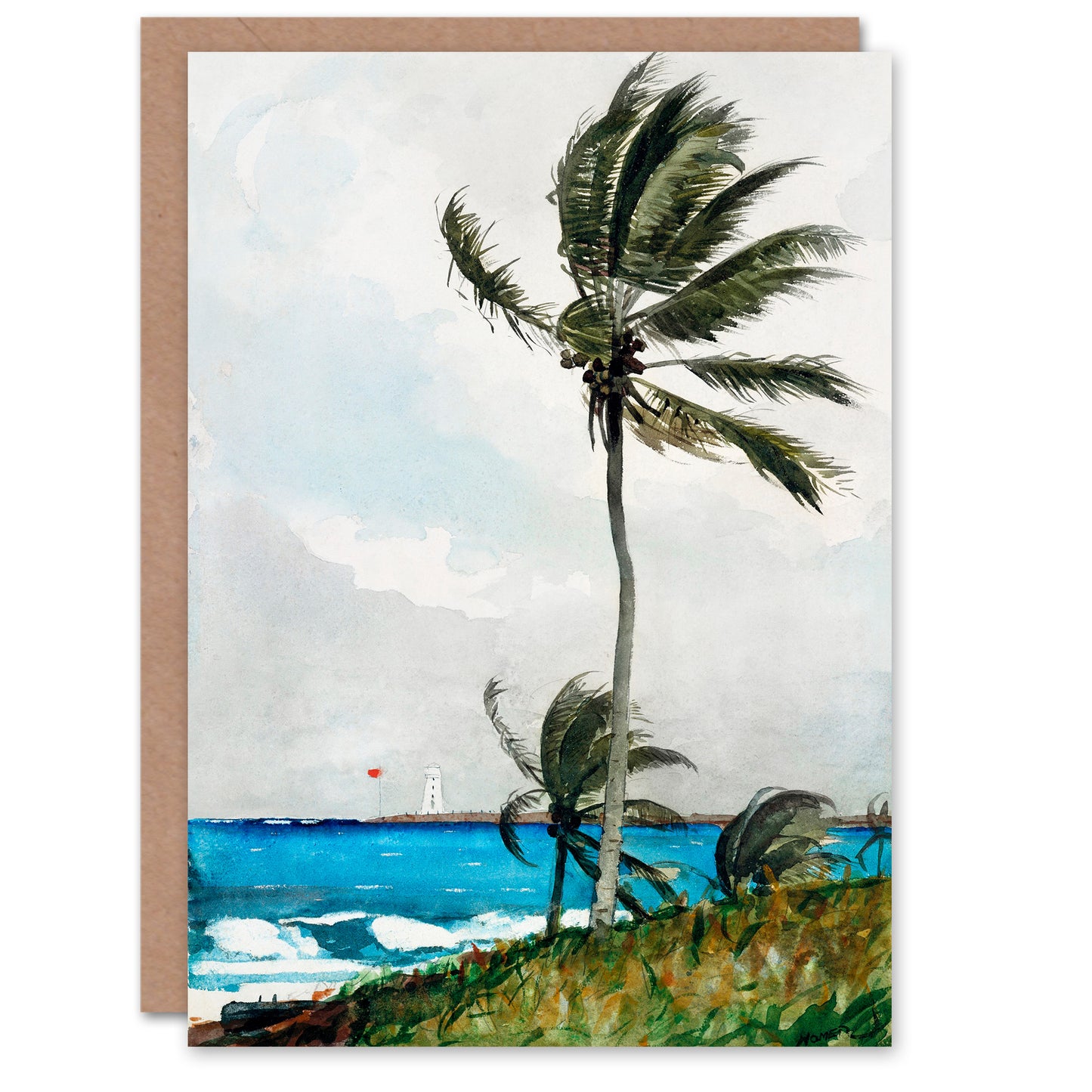 Winslow Homer Art Card Palm Tree in Nassau Watercolour