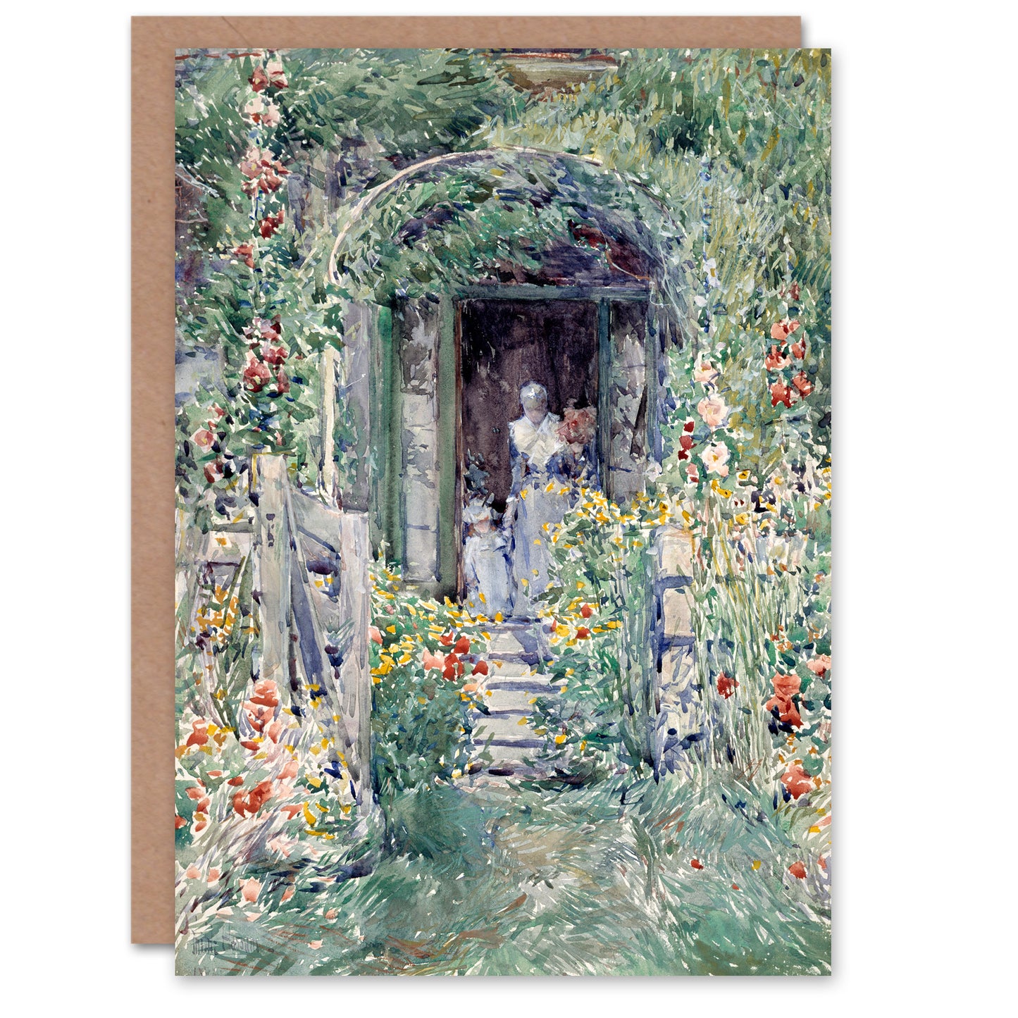 Childe Hassam Art Card The Garden In Its Glory Floral Painting