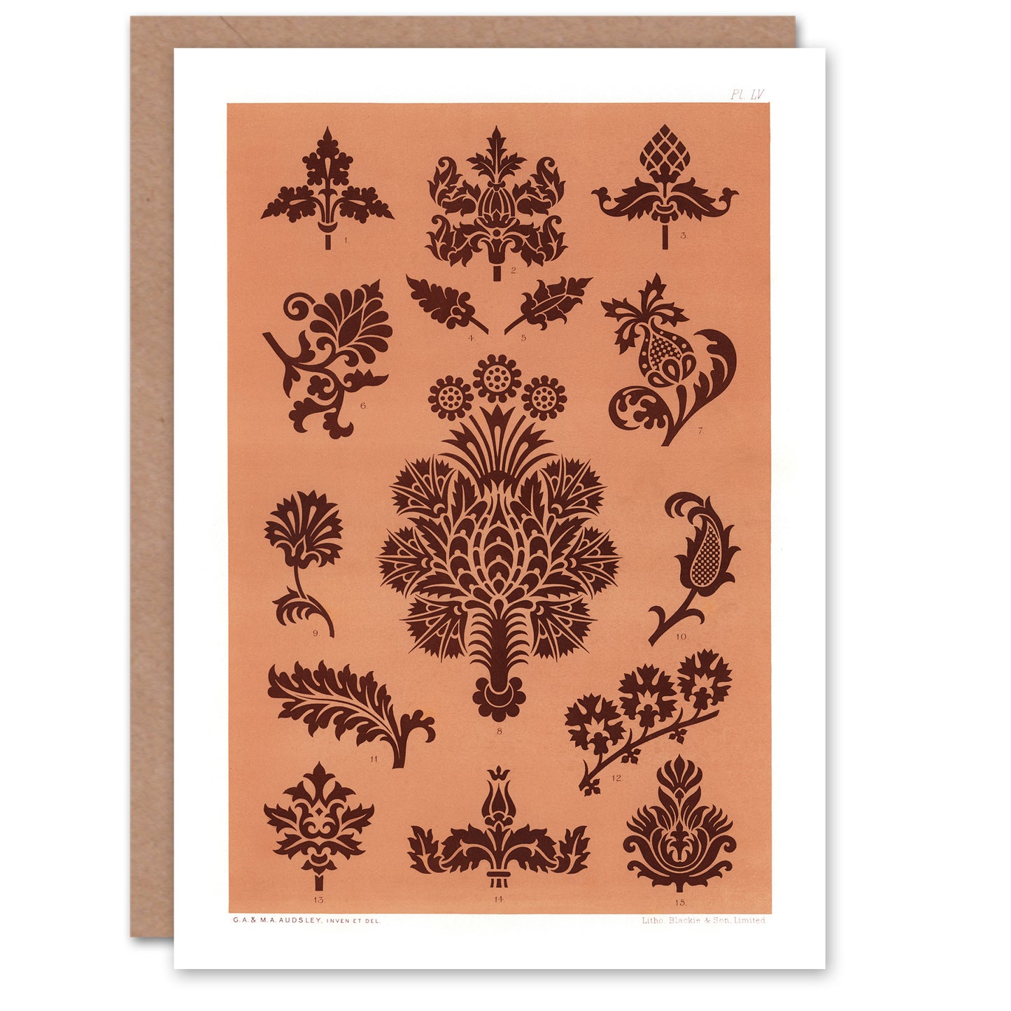 GA and MA Audsley Art Card Medieval Botanical Pattern