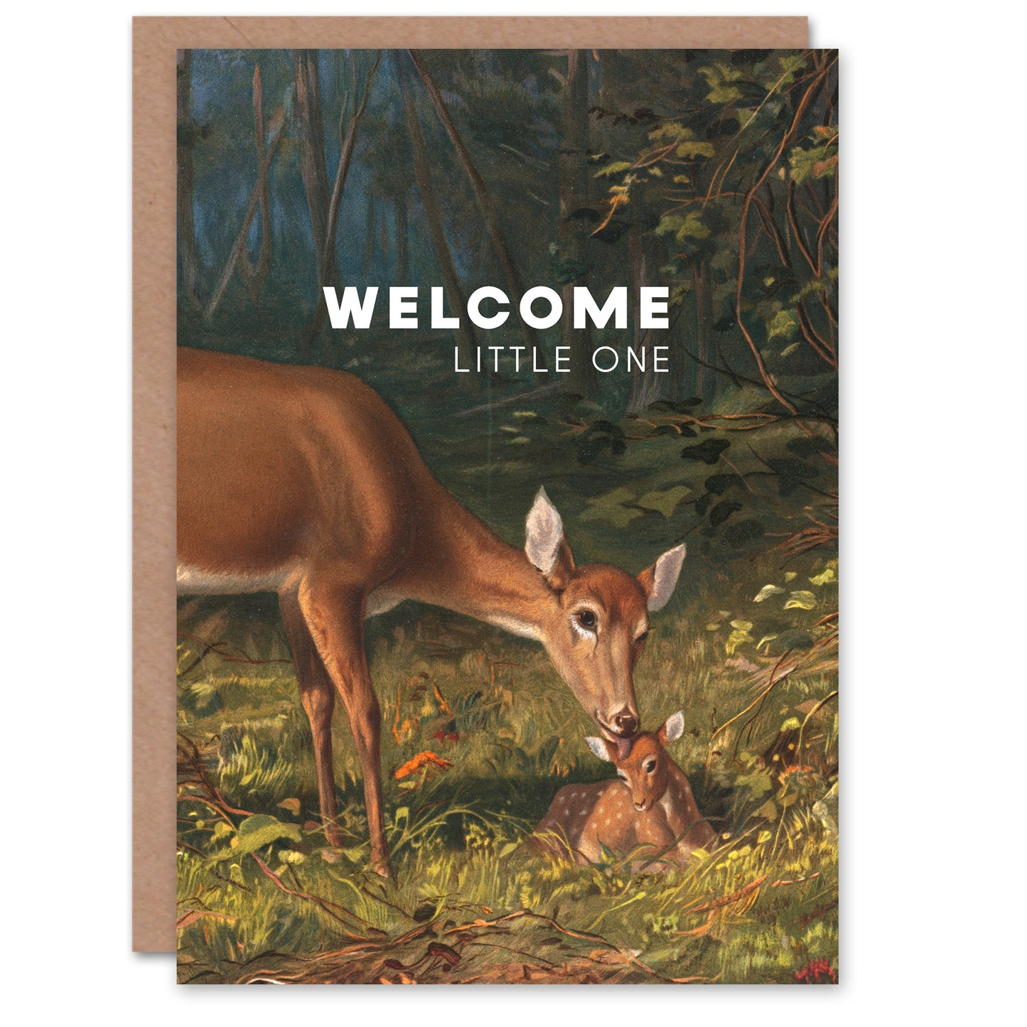 Arthur Fitzwilliam Tait New Baby Card Maternal Love Doe and Fawn