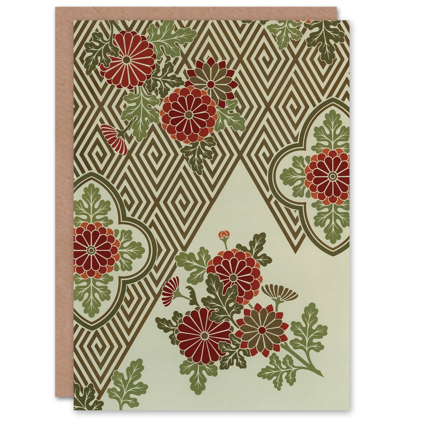 GA and MA Audsley Art Card Geometric Spiral and Floral Pattern