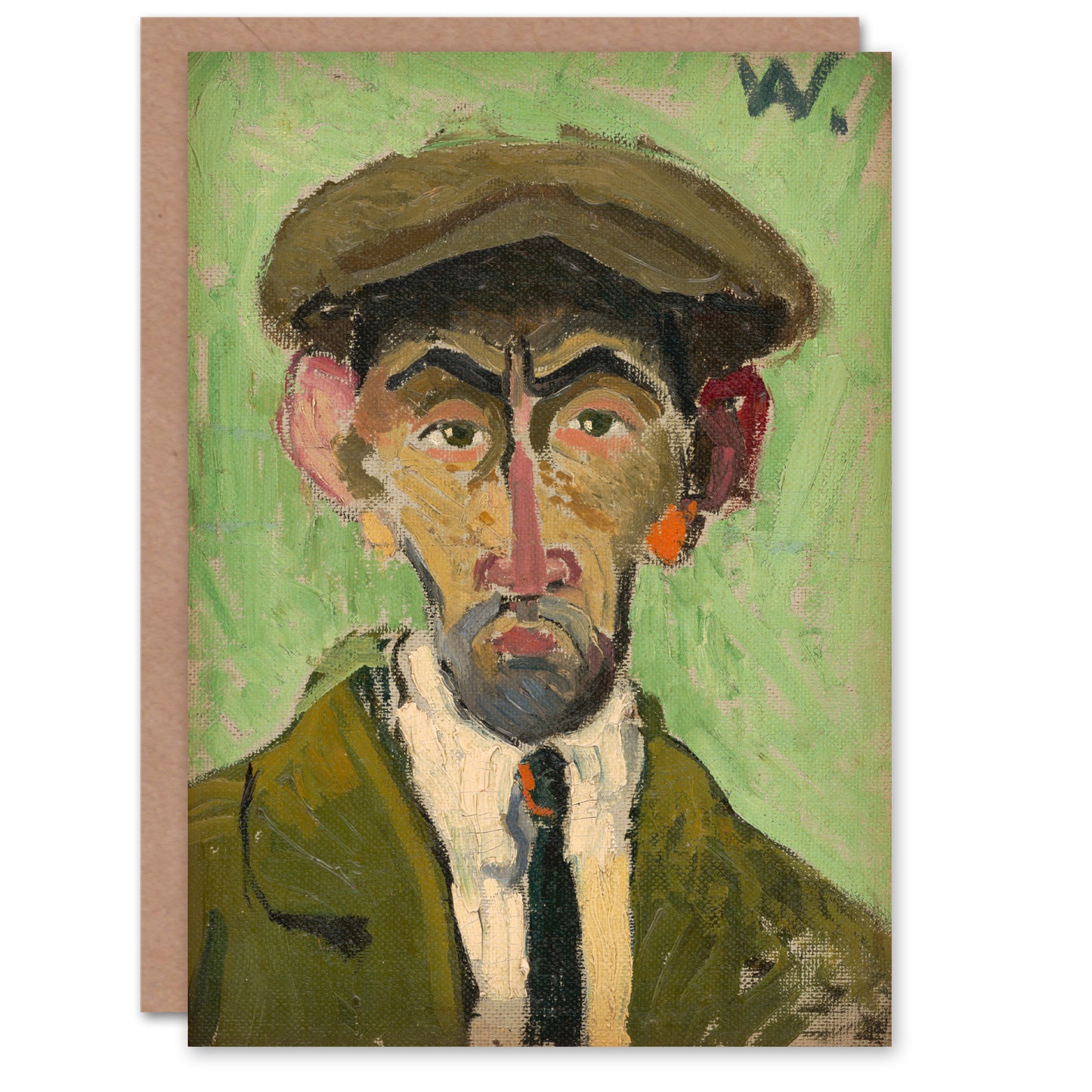 Arnold Weisz Kubincan Art Card Self Portrait in Green