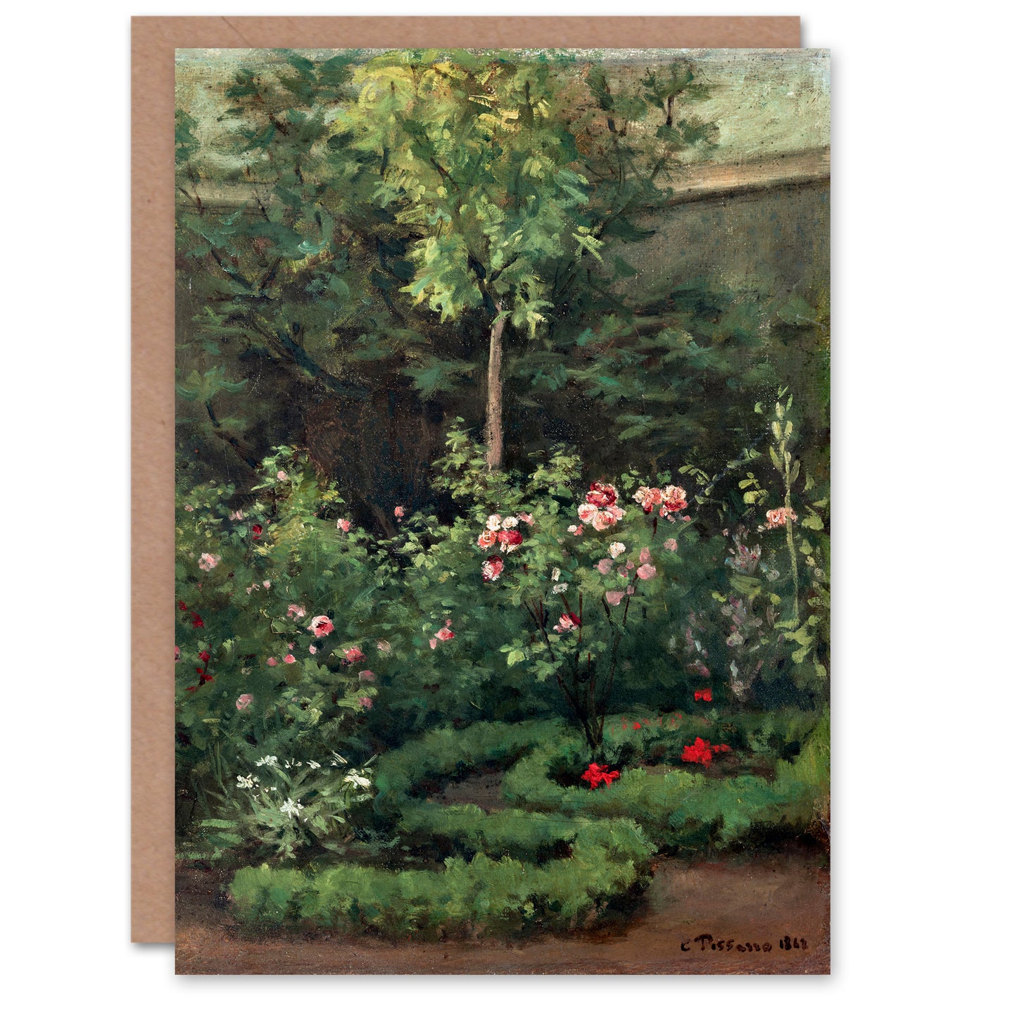 Camille Pissarro Art Card A Rose Garden Landscape