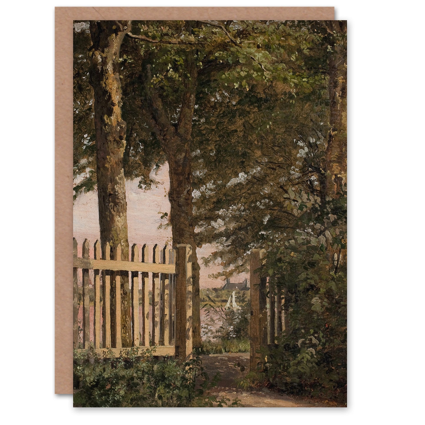 Christen Kobke Art Card Sailboat and the Garden Gate
