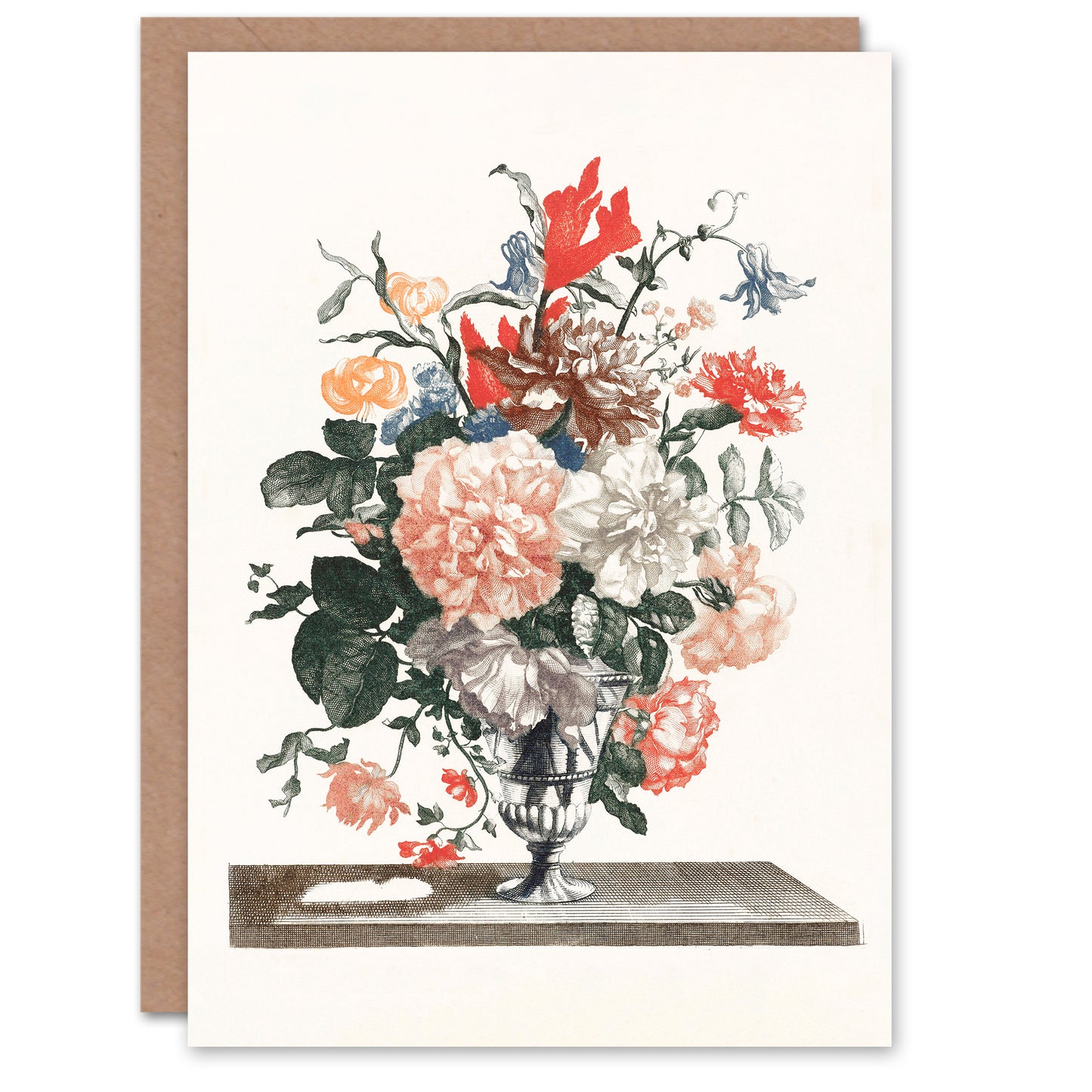 Johan Teyler Art Card Flower Bouquet In A Glass Vase