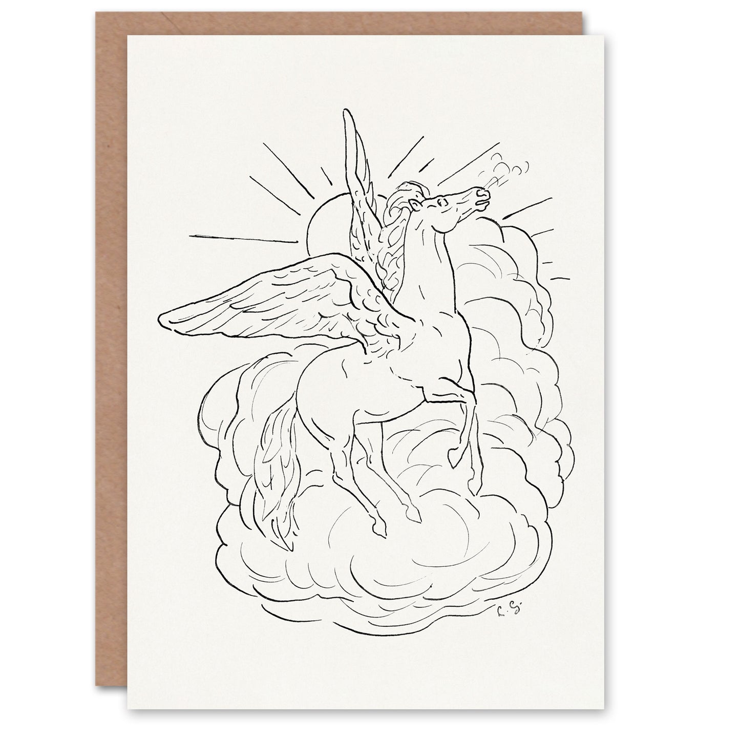 Leo Gestel Art Card Pegasus Flies In Front Of A Cloud
