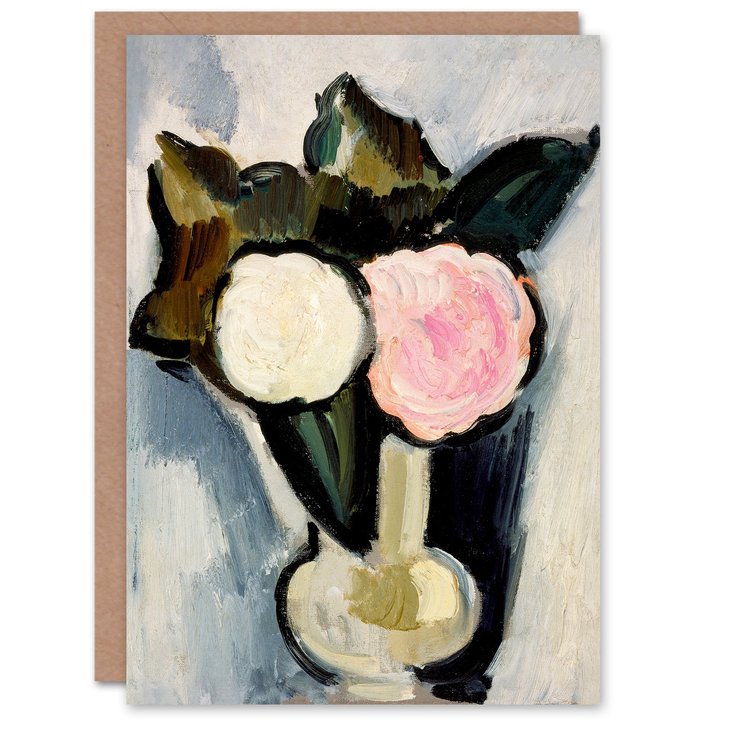Marsden Hartley Art Card Pink and White Flowers in a Vase