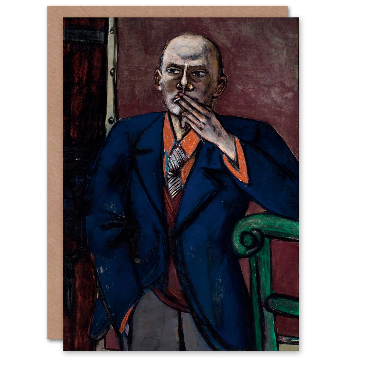 Max Beckmann Art Card 1950 Self Portrait With Cigarette