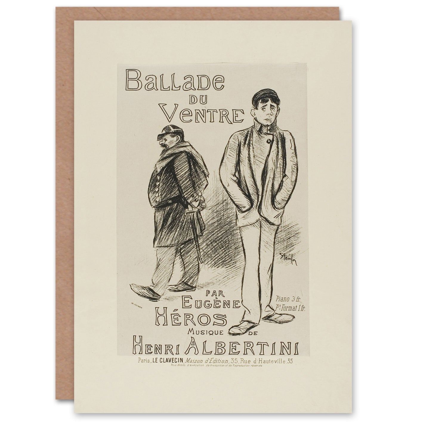 Theophile Steinlen Art Card Ballade du Ventre Theatre Poster