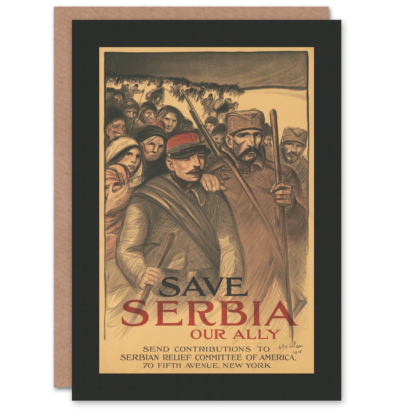 Steinlen Art Card Save Serbia Our Ally WWI Propaganda