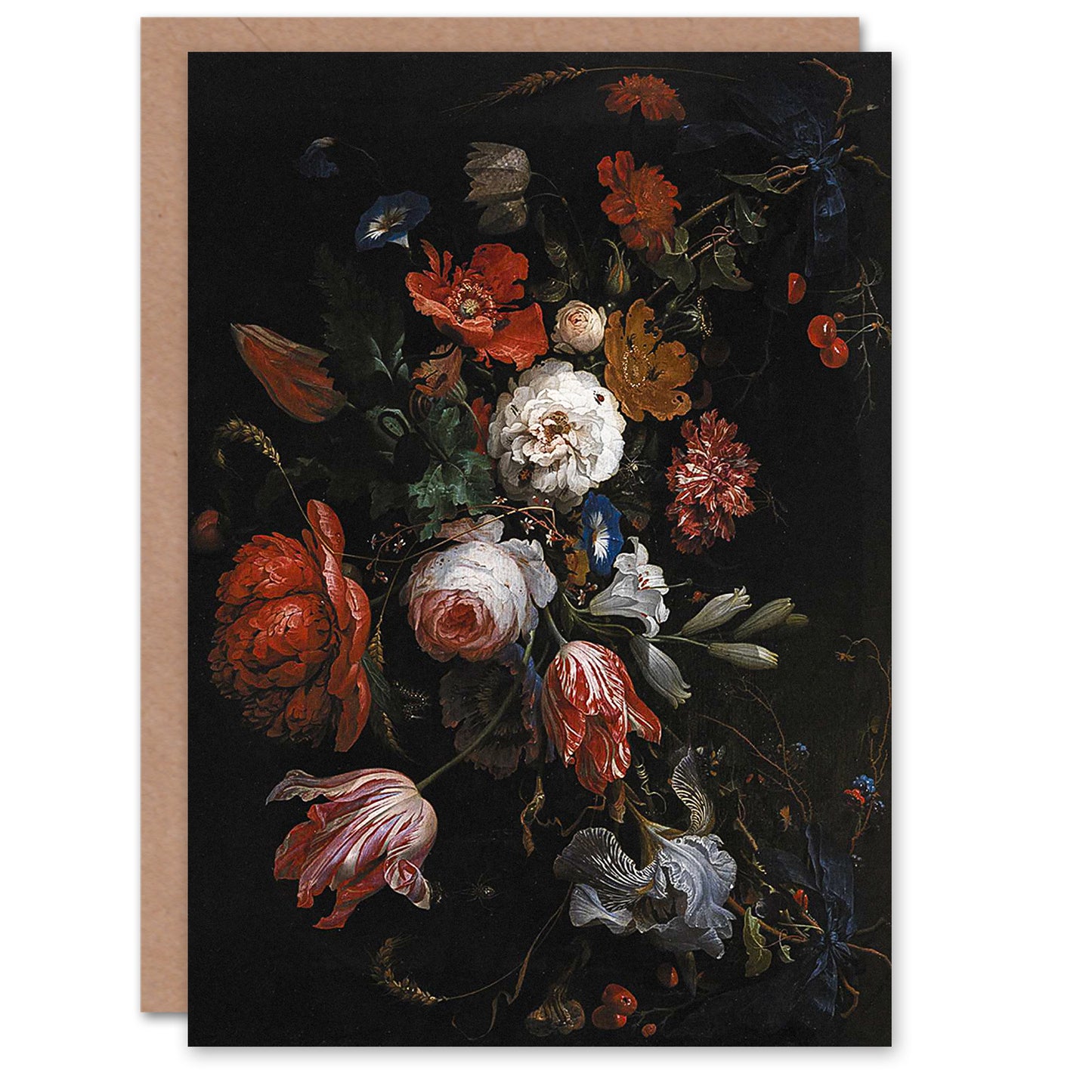 Abraham Mignon Art Card Still Life Garland of Flowers
