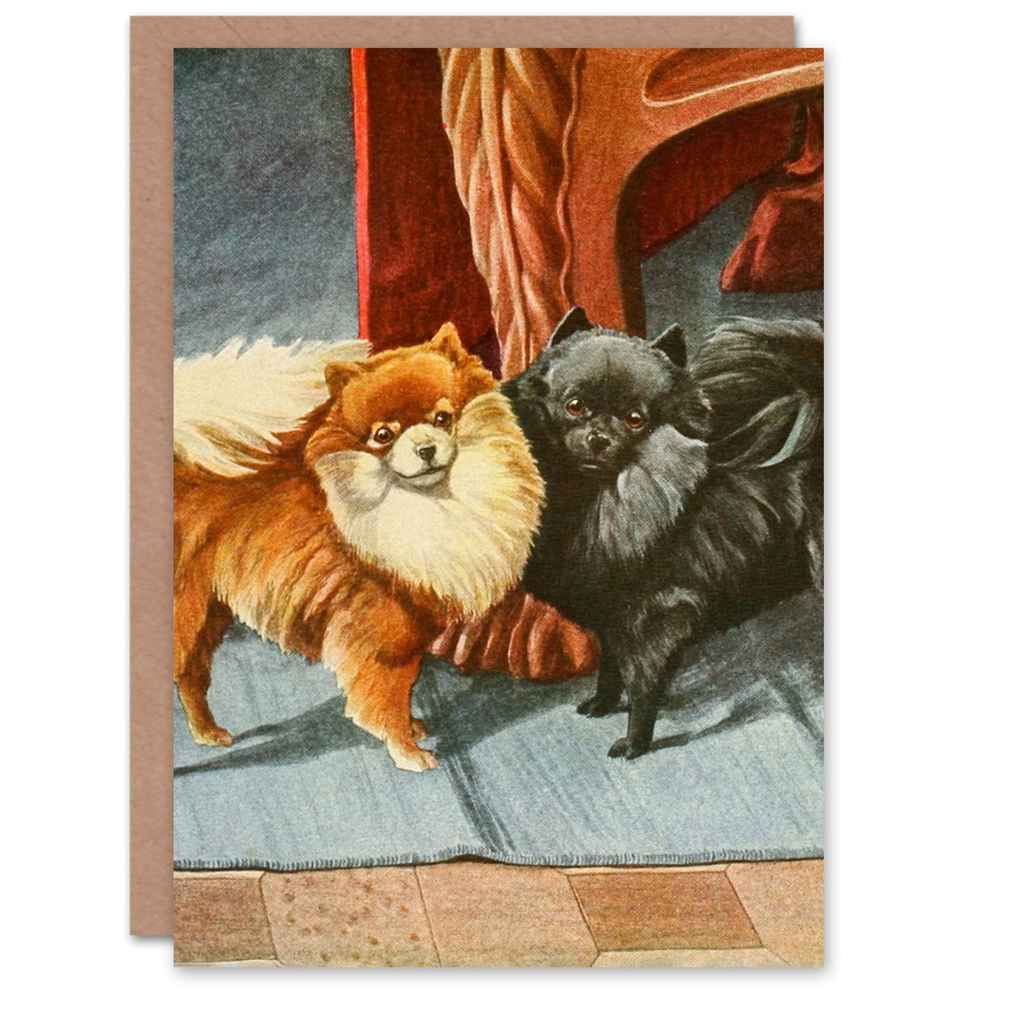 The Book of Dogs Art Card Pomeranian and Maltese Terrier