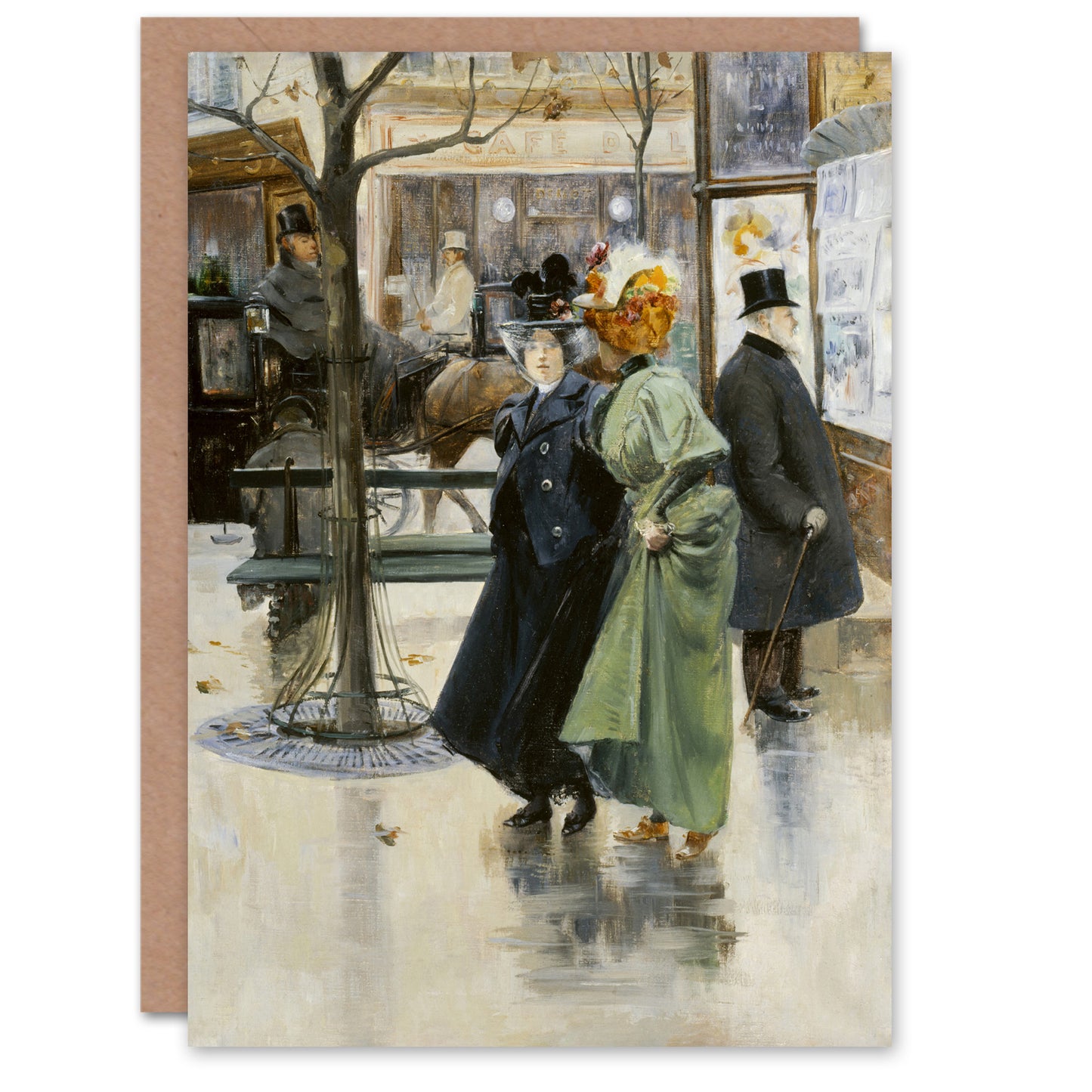 Abel Truchet On the Boulevards Parisian Street View Art Greeting Card