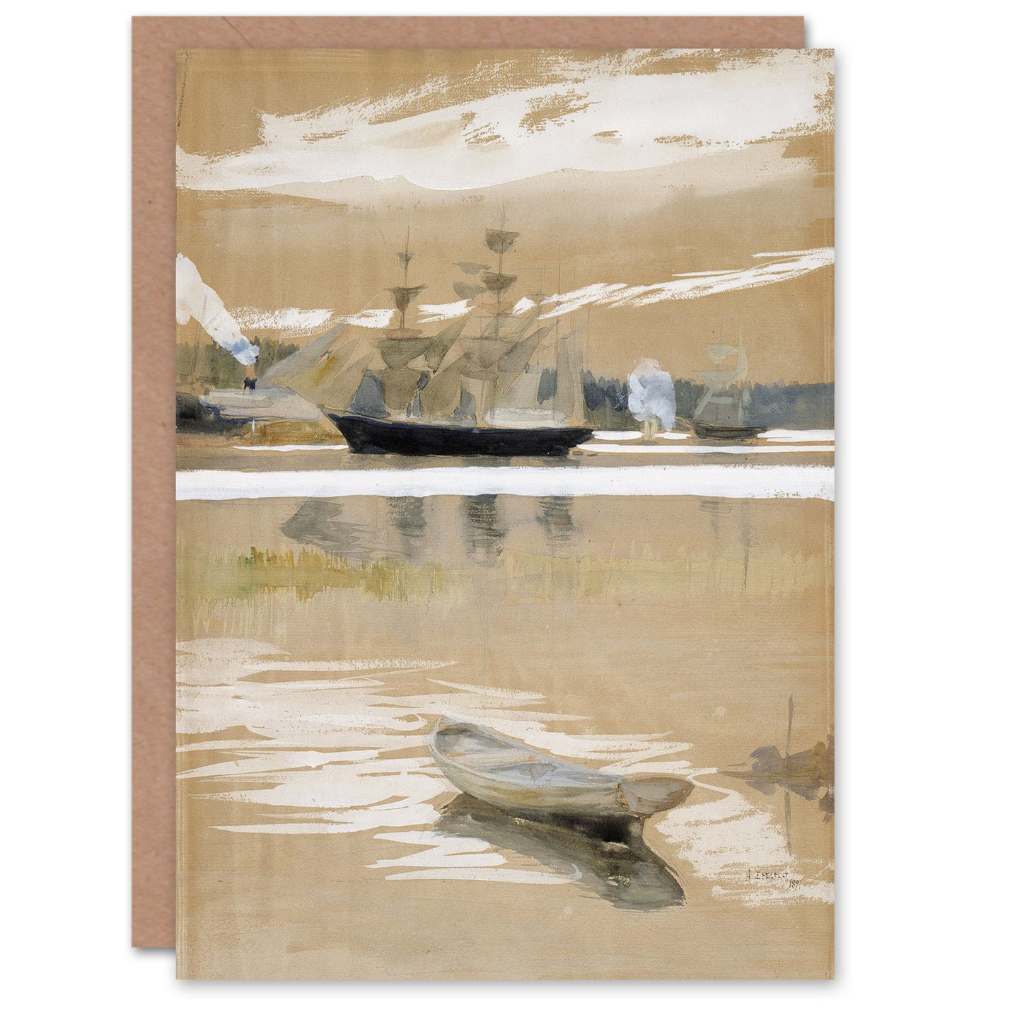 Albert Edelfelt Seascape View From the Pier Art Greeting Card