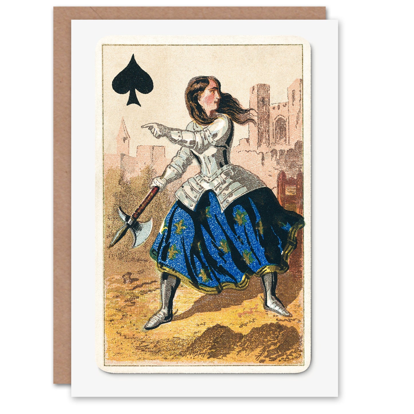E Le Tellier Joan of Arc Queen of Spades Art Greeting Card